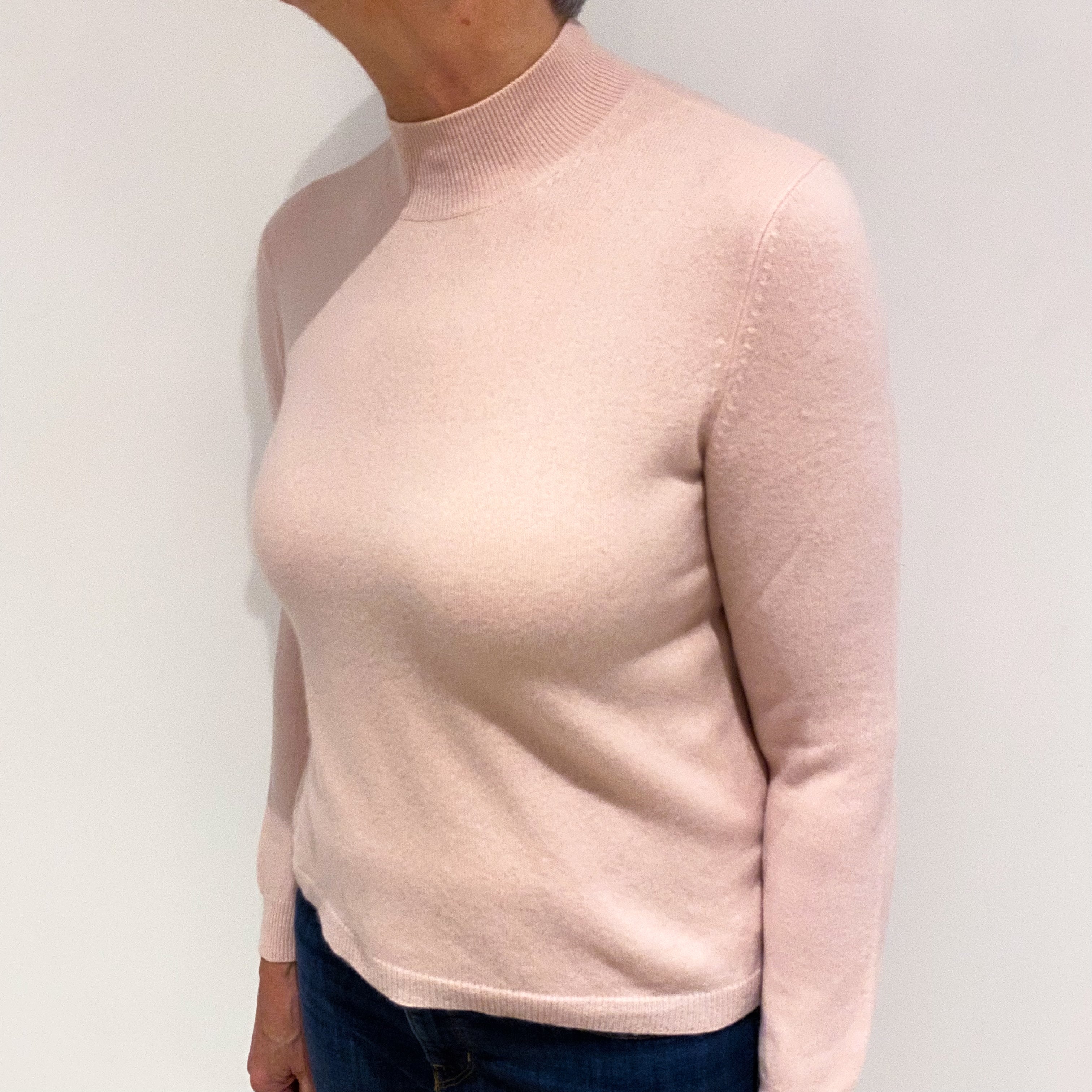 Shell Pink Cashmere Turtle Neck Jumper Medium