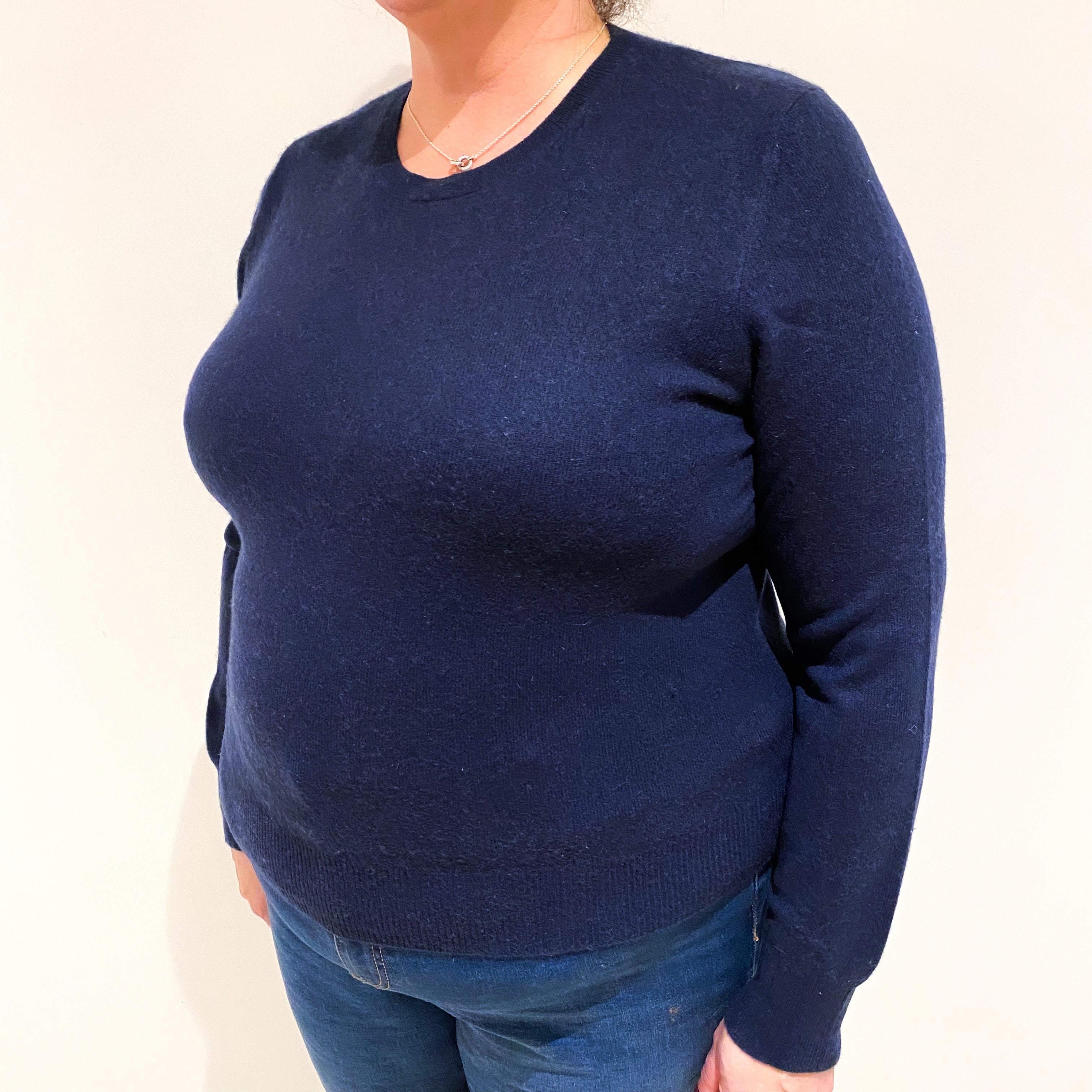 Midnight Blue Cashmere Crew Neck Jumper Extra Large