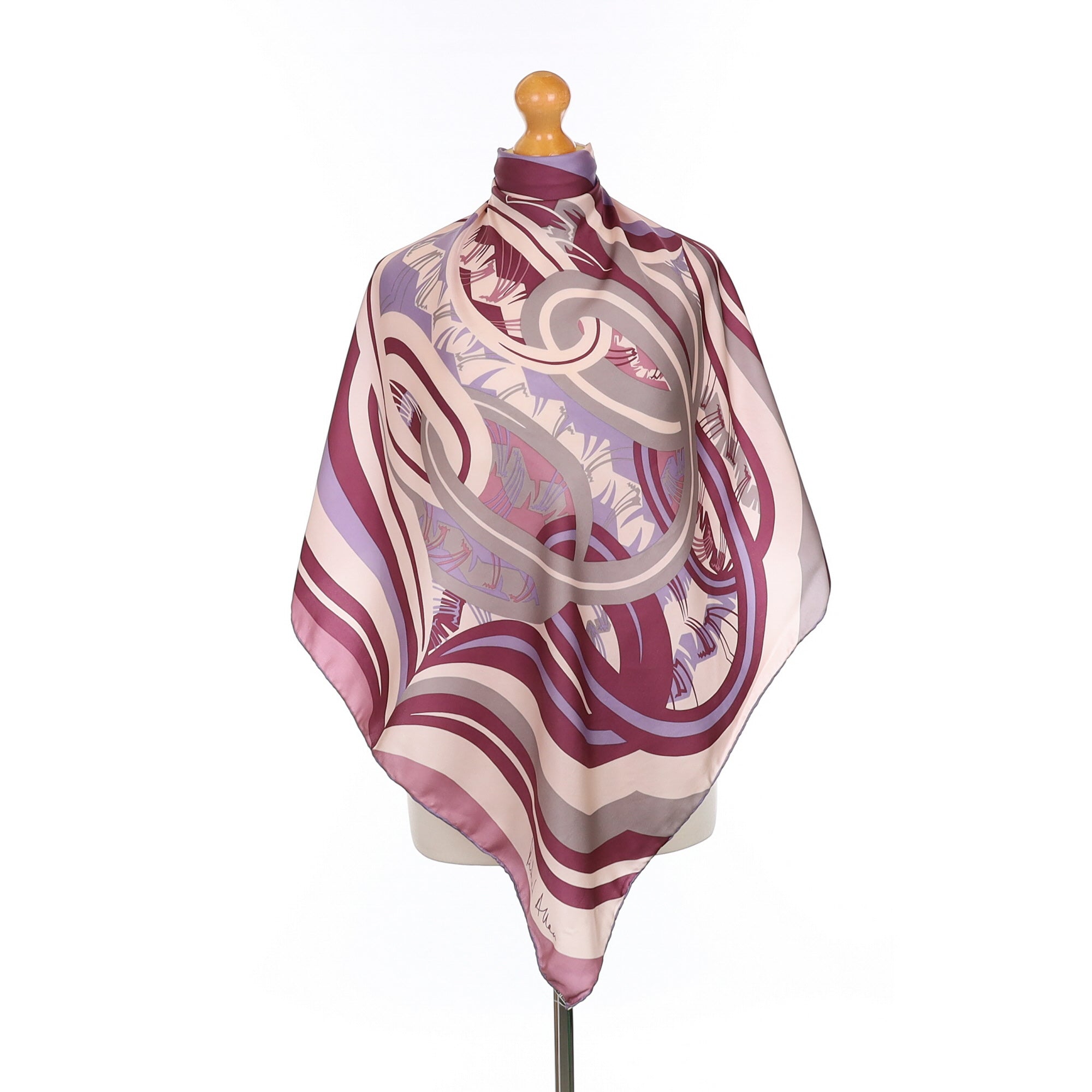1970’s Richard Allan Purple Swirled Vintage Silk Scarf