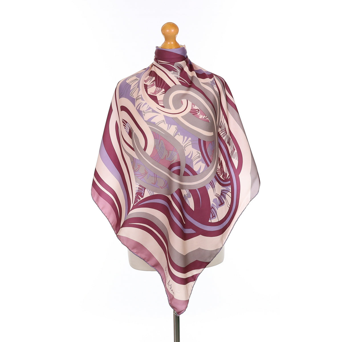 1970’s Richard Allan Purple Swirled Vintage Silk Scarf