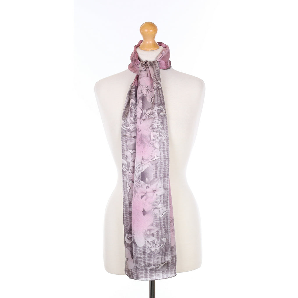 Pink Patterned Silk Scarf