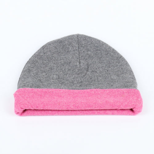 Raspberry Pink and Slate Grey Reversible Cashmere Beanie Hat