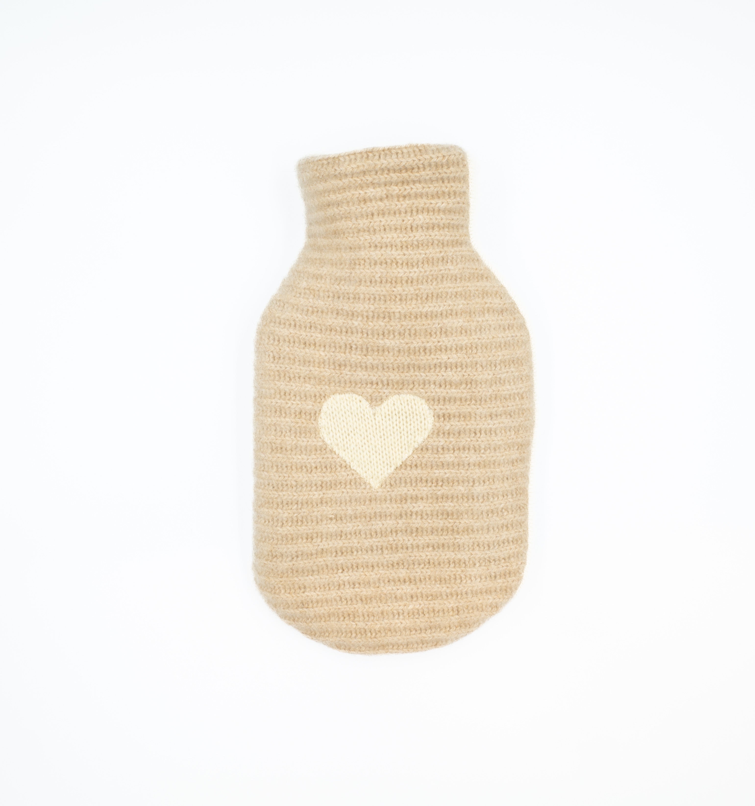 Toffee and Pale Yellow Pattern Knit Cashmere Small Hot Water Bottle