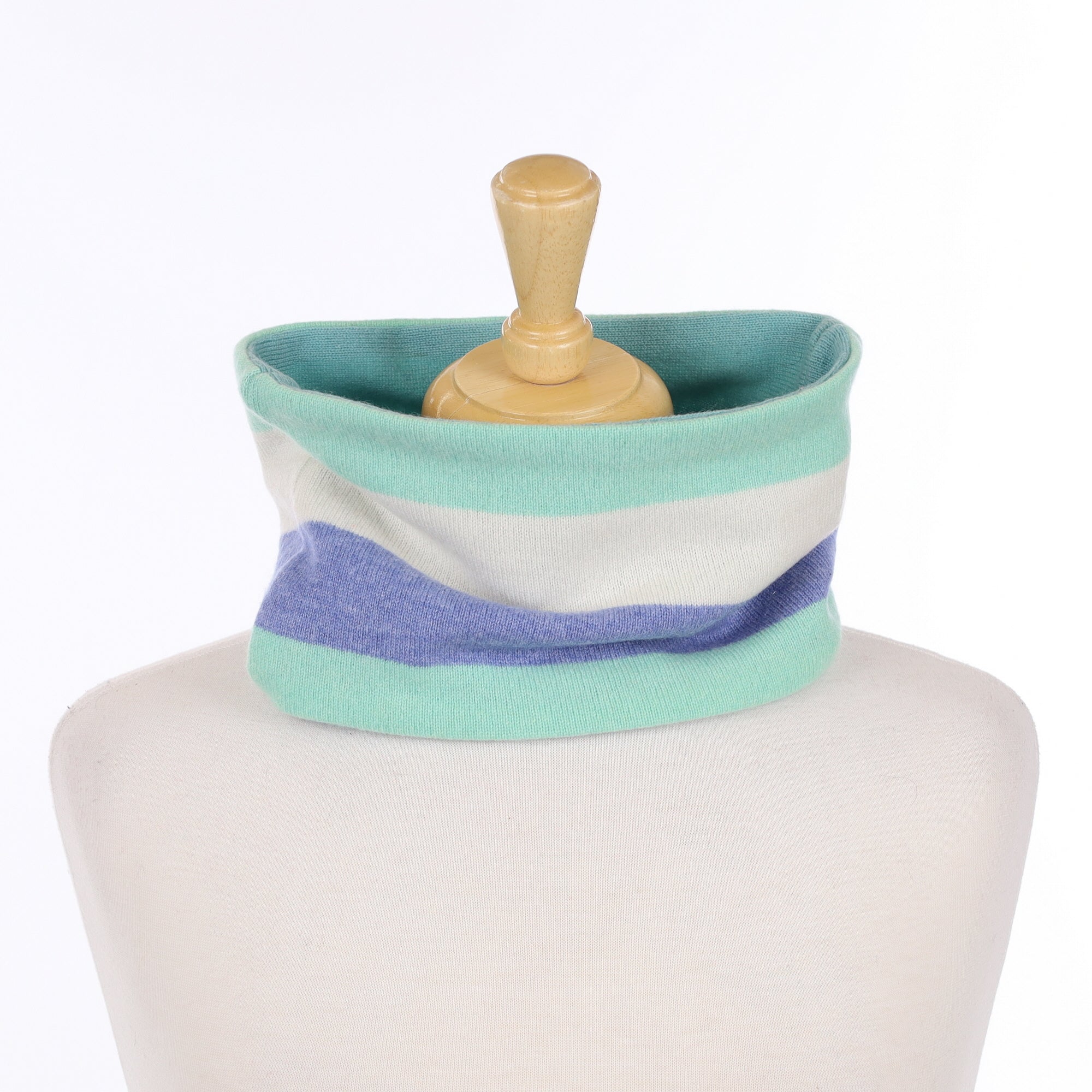 Mint and Sky Blue Stripe Neck Warmer