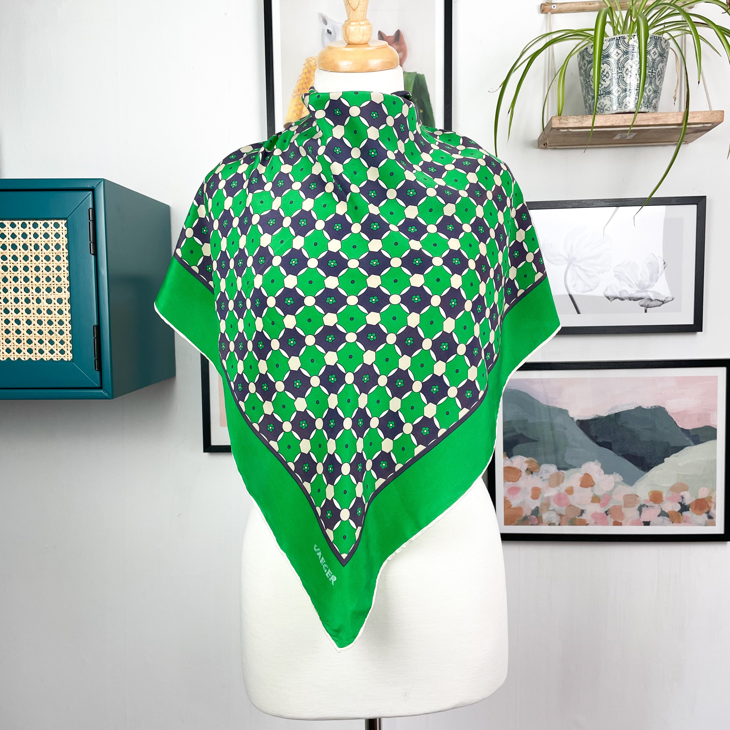 1970s Jaeger Vintage Silk Scarf