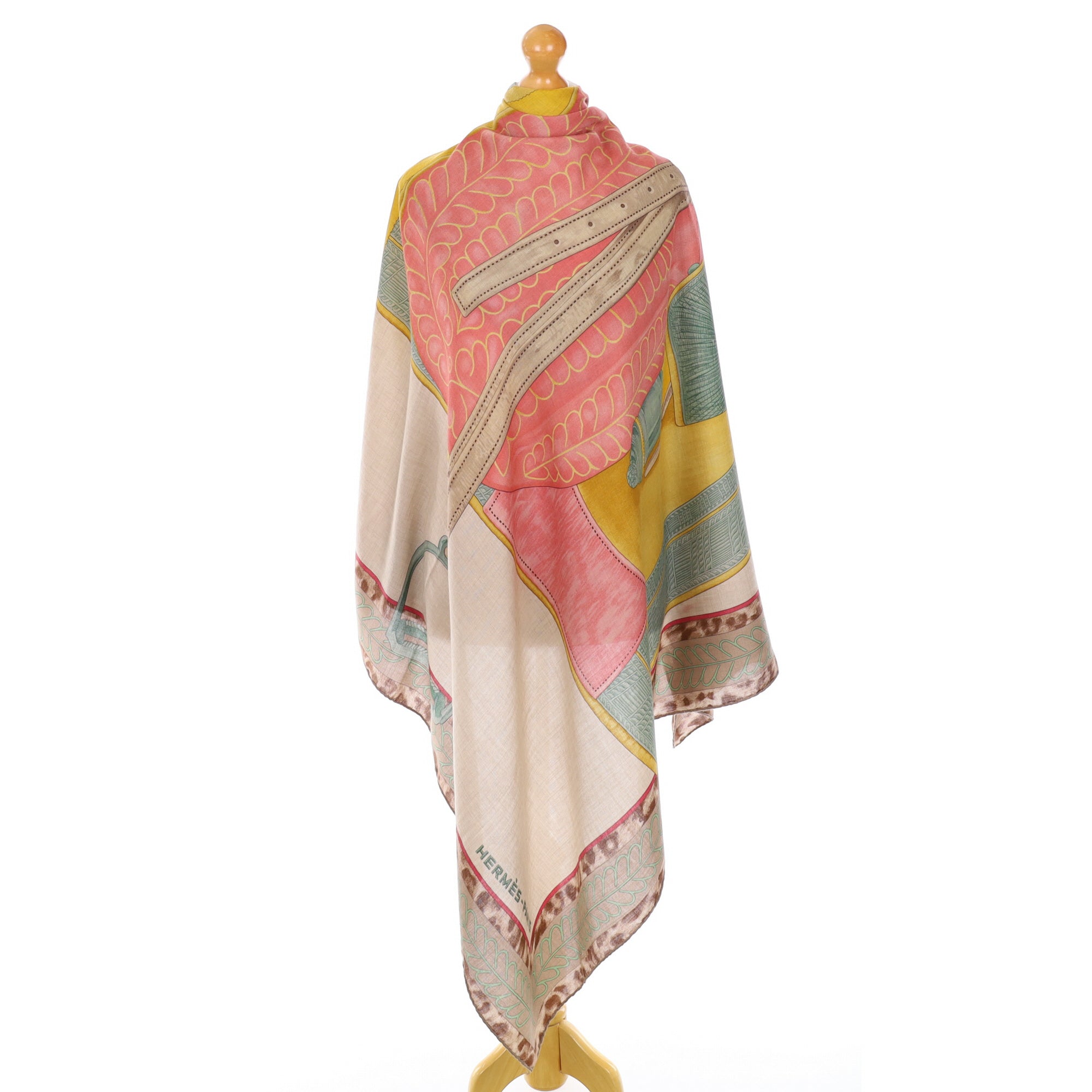 Hermès Selle D’Officier En Grande Tenue Silk and Cashmere Shawl