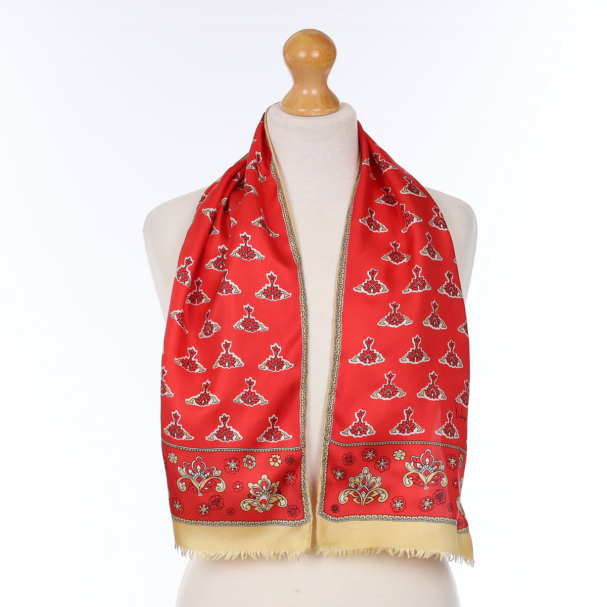 1970’s Richard Allan Red Patterned Vintage Silk Scarf
