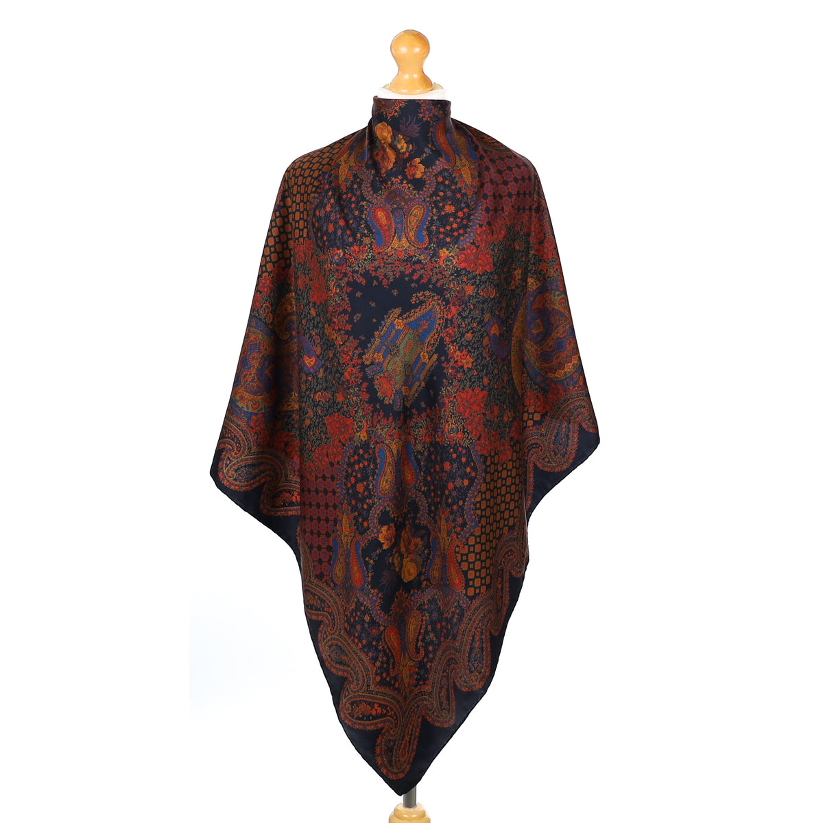 Liberty Dark Paisley Patterned Silk Scarf