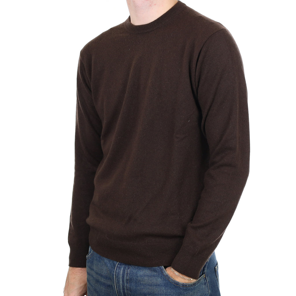 Men’s Chocolate Brown Cashmere Crew Neck Jumper Medium