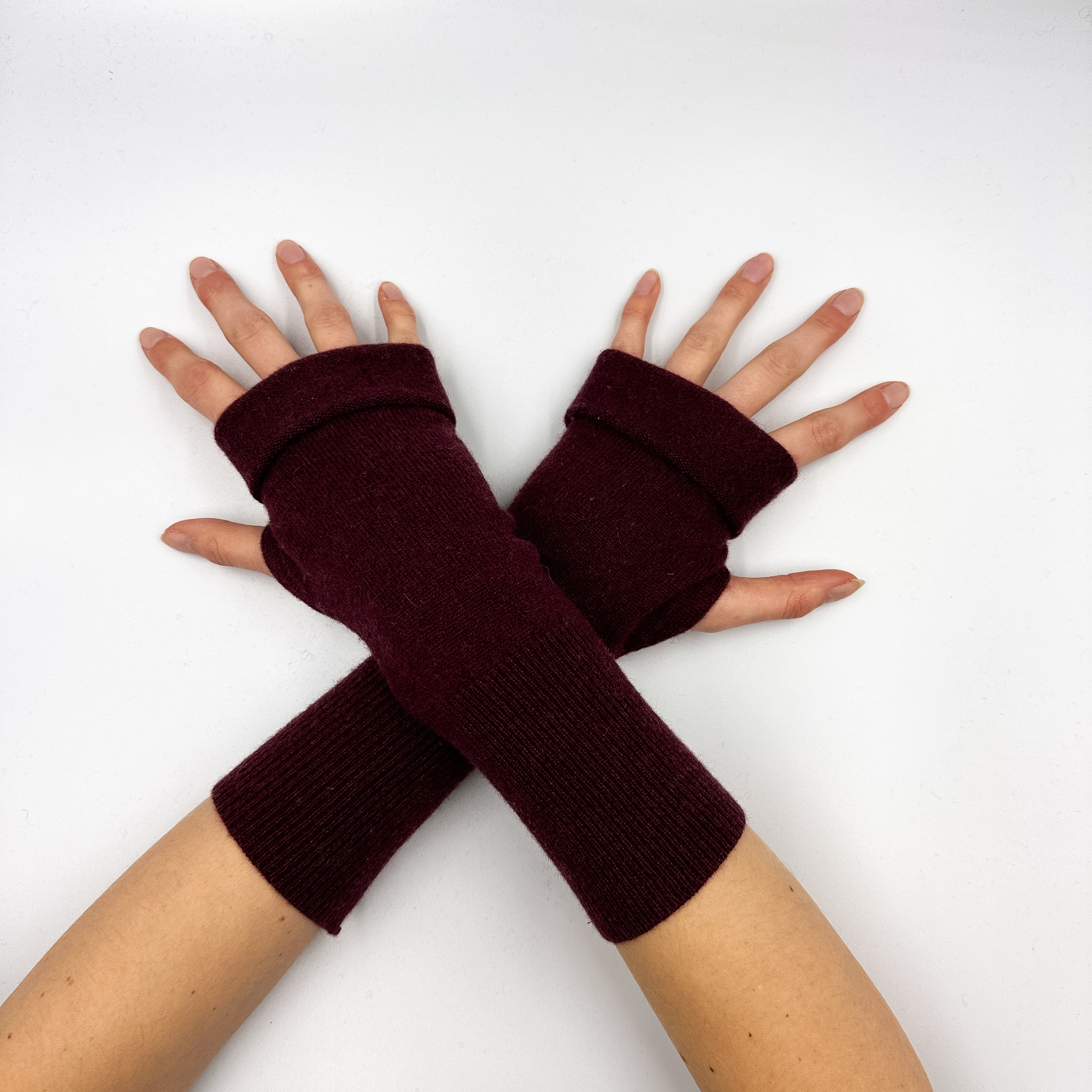Mahogany Red Fingerless Gloves