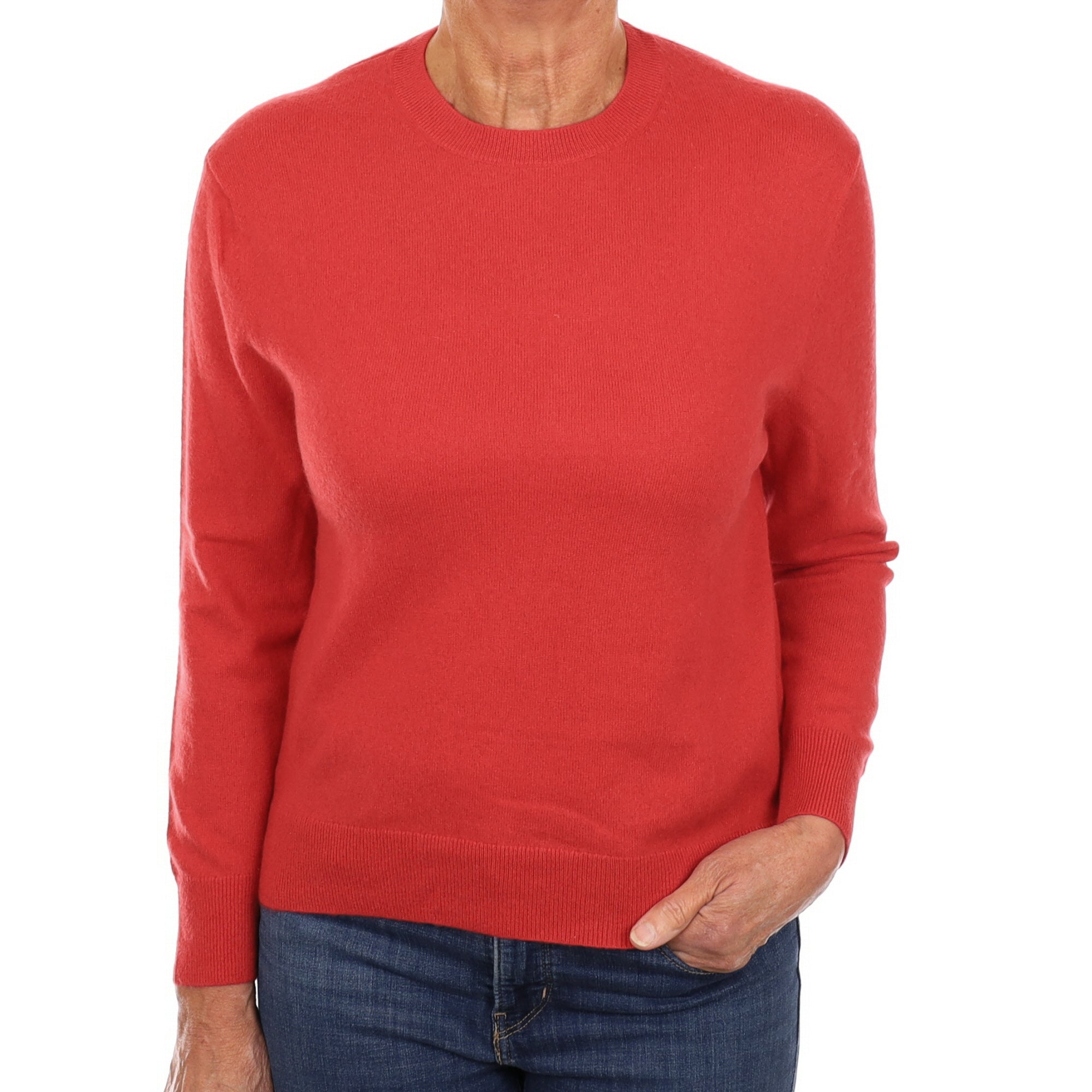 Strawberry Red Cashmere Crew Neck Jumper Medium