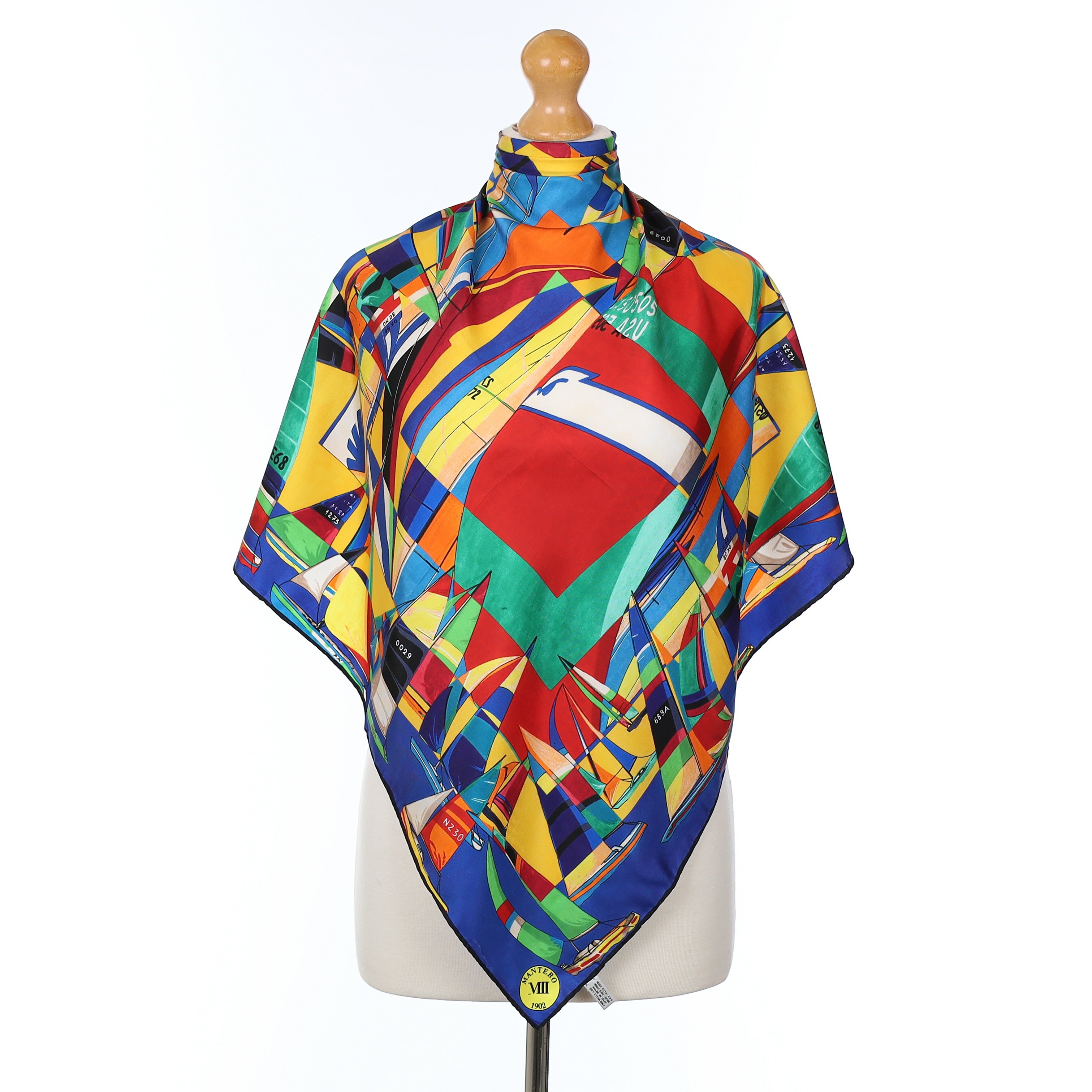 Mantero Colourful Sailing Boats Vintage Silk Scarf