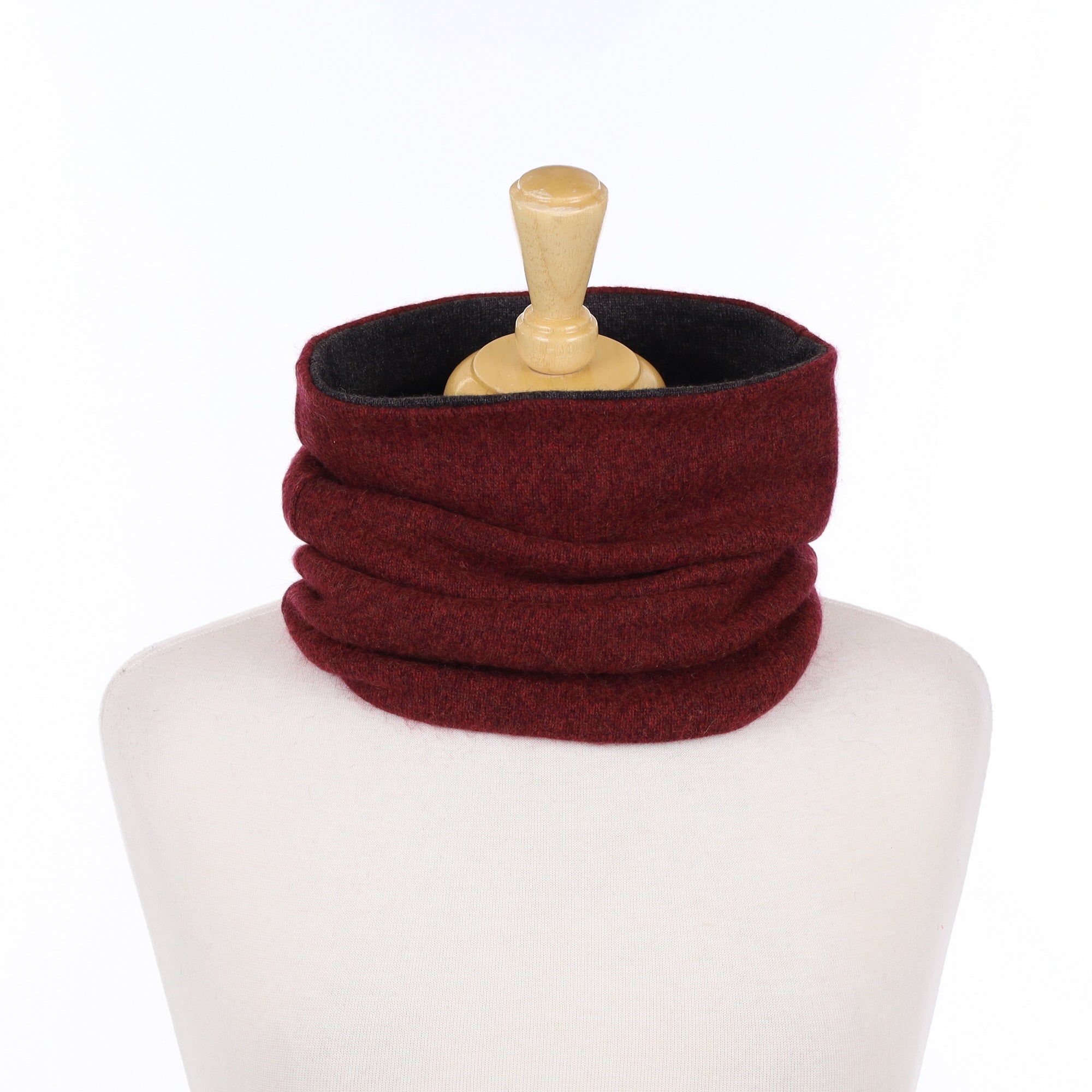 Burgundy Marl and Charcoal Luxury Double Layered Snood