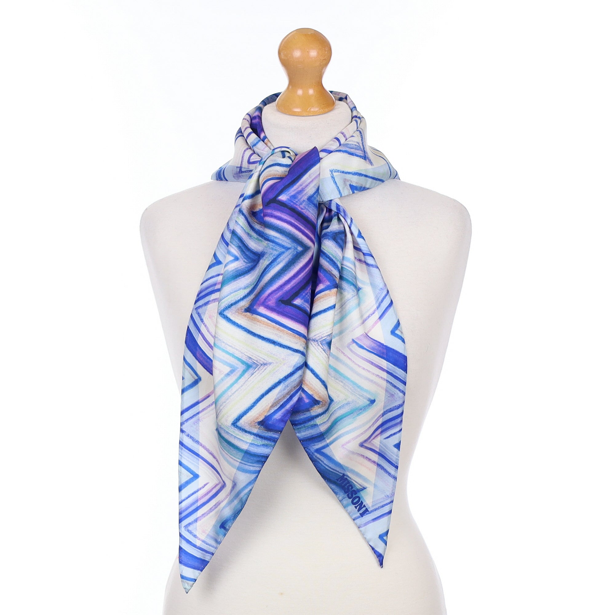 Missoni Blue Zigzag Triangle Silk Scarf