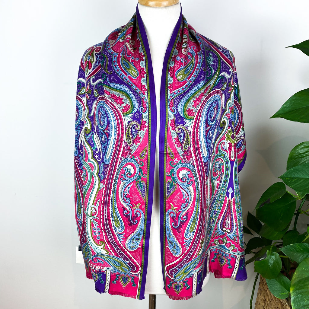 Stunning Double Layered Paisley Long Silk Scarf