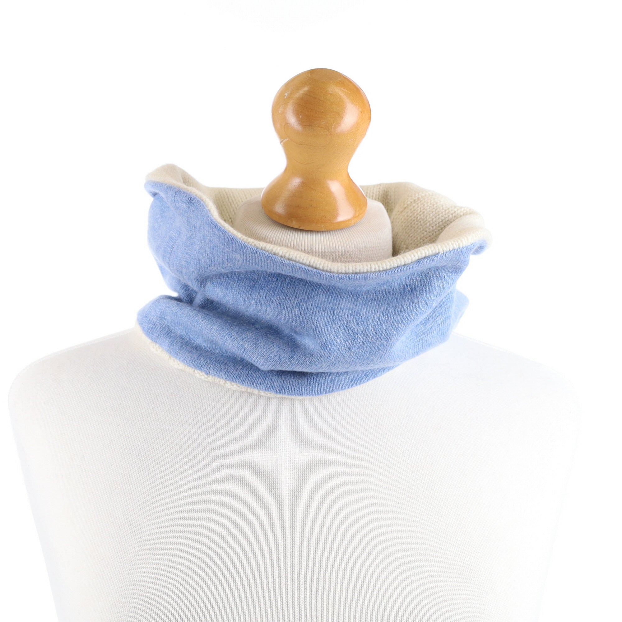 Soft Blue and Rib Knit Cream Neck Warmer