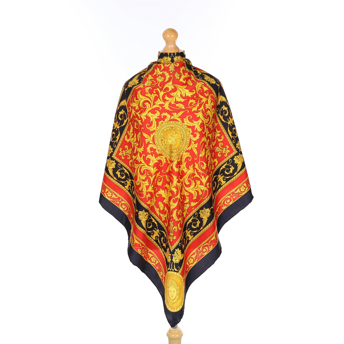 Brand New Red And Gold Baroque Style Silk Scarf