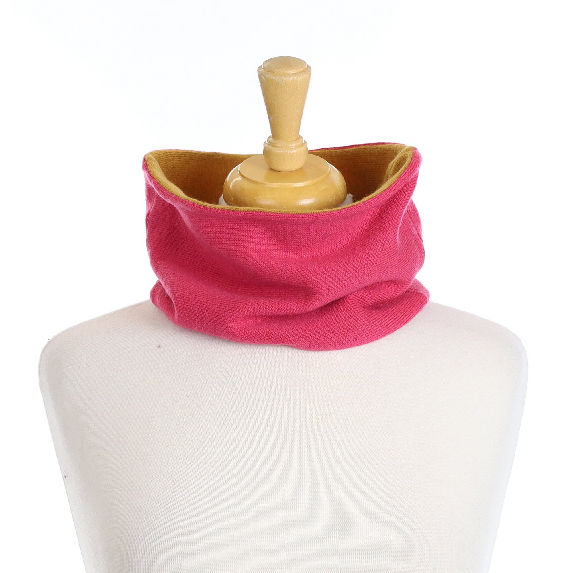 Cranberry Pink and Mustard Yellow Neck Warmer