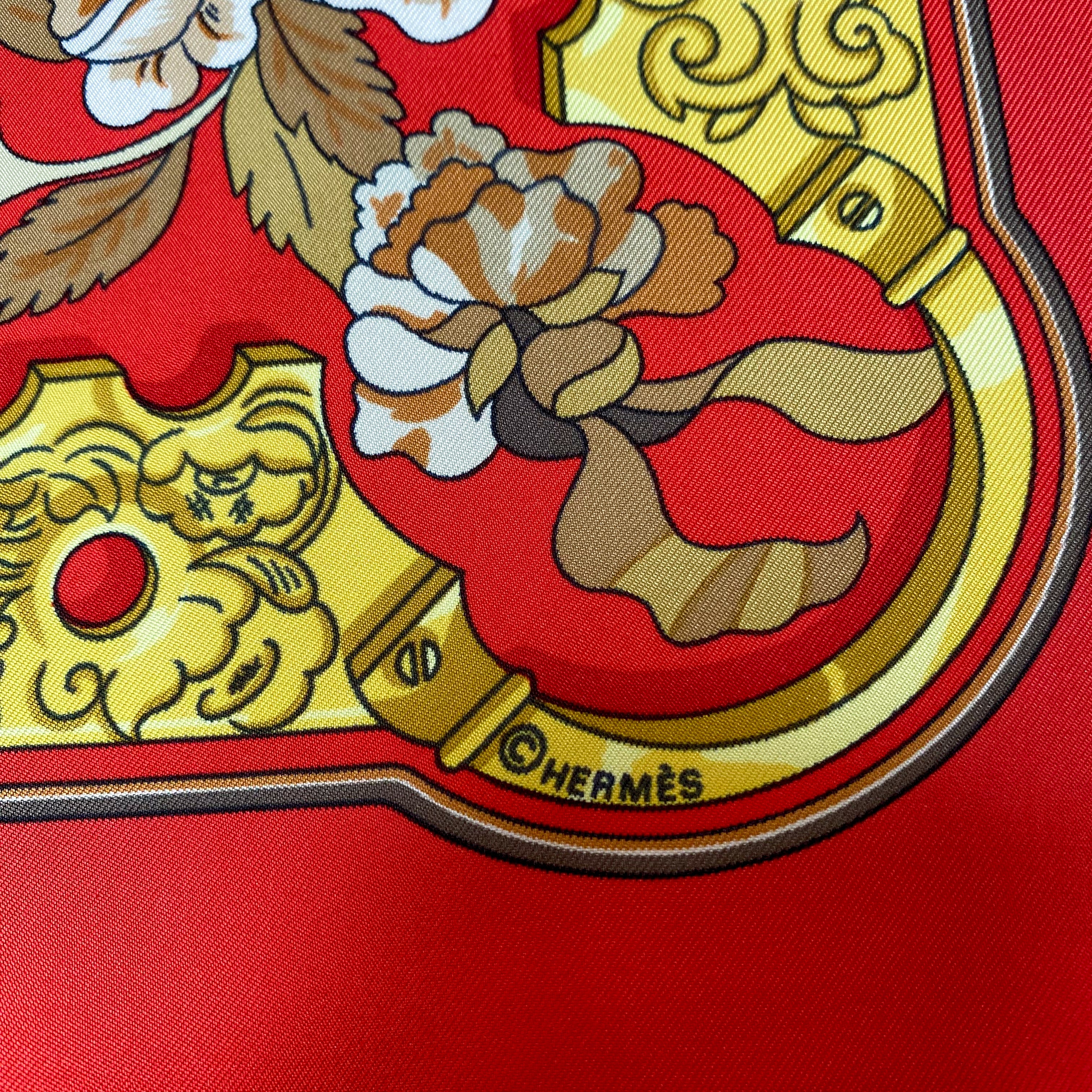 Pristine Boxed Hermes Copeaux 1998 Designer Silk Scarf