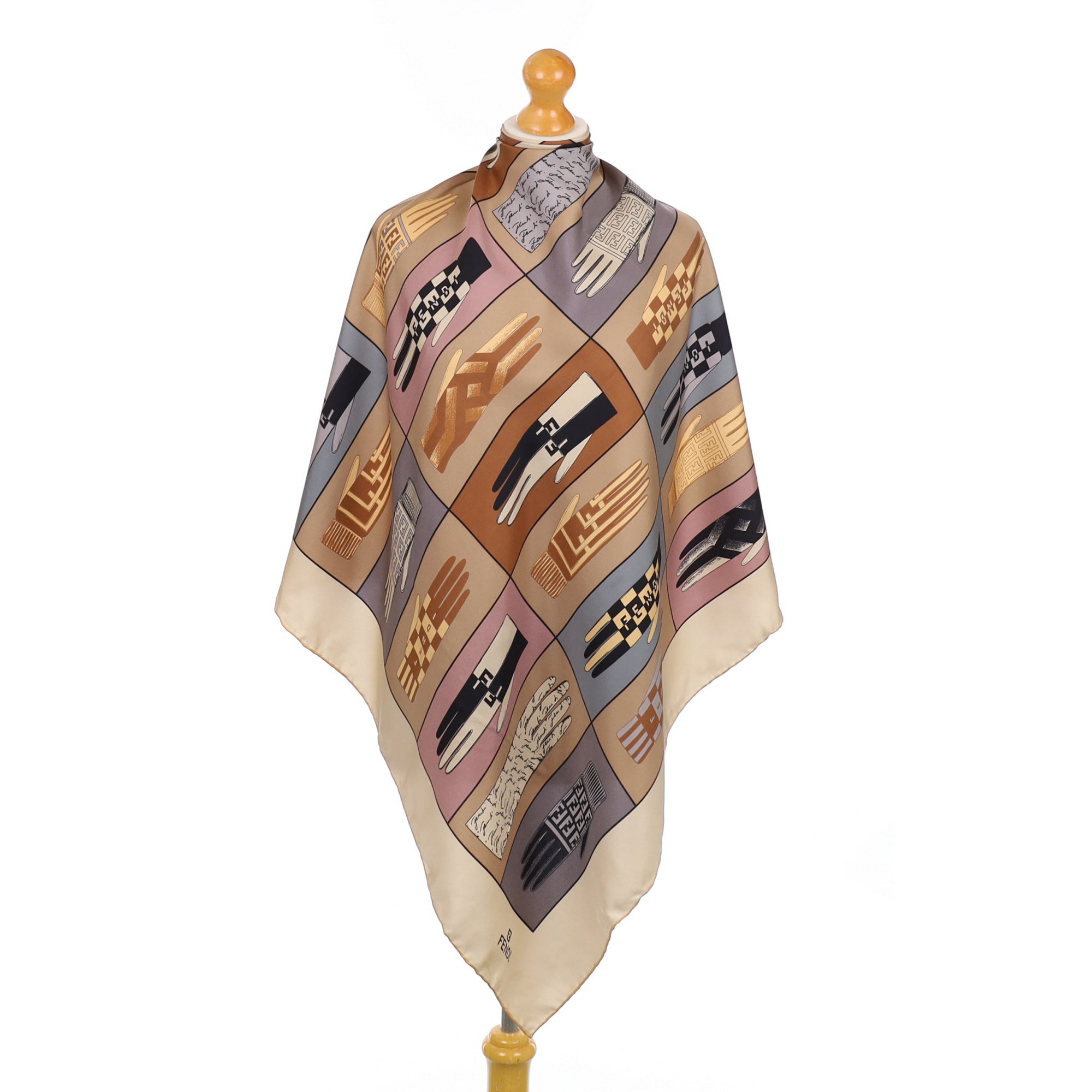 Immaculate Fendi Gloves Designer Silk Scarf