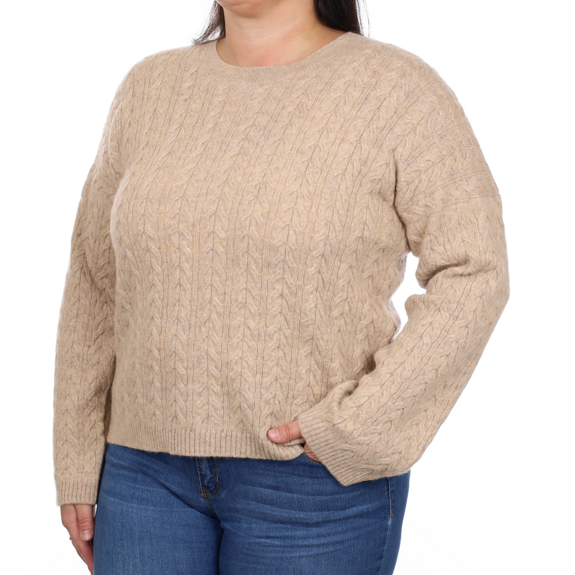 Brand New Scottish Fudge Cable Cashmere Crew Neck Jumper Extra Large