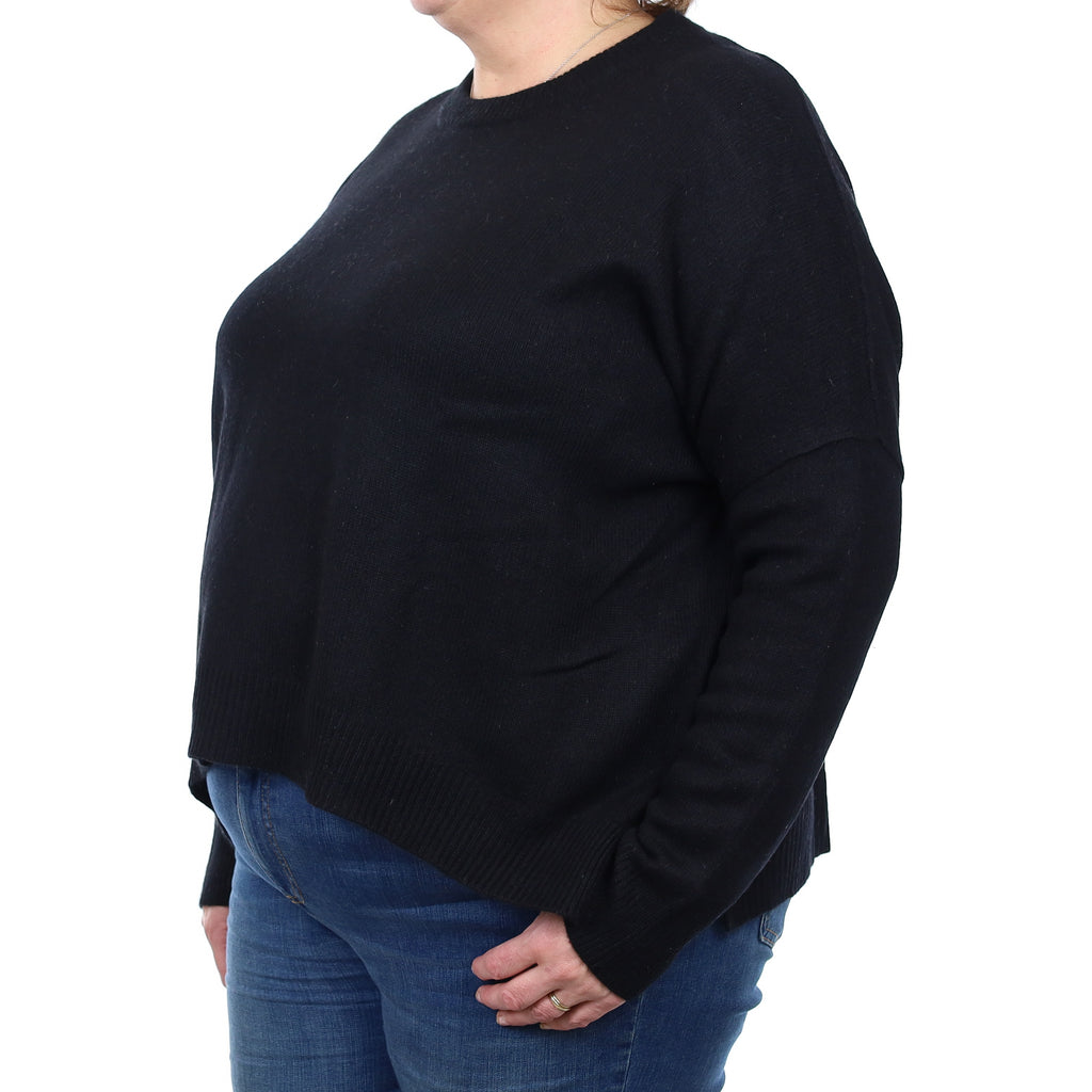 Allsaints Black Chunky Cashmere Slouchy Crew Neck Jumper XL