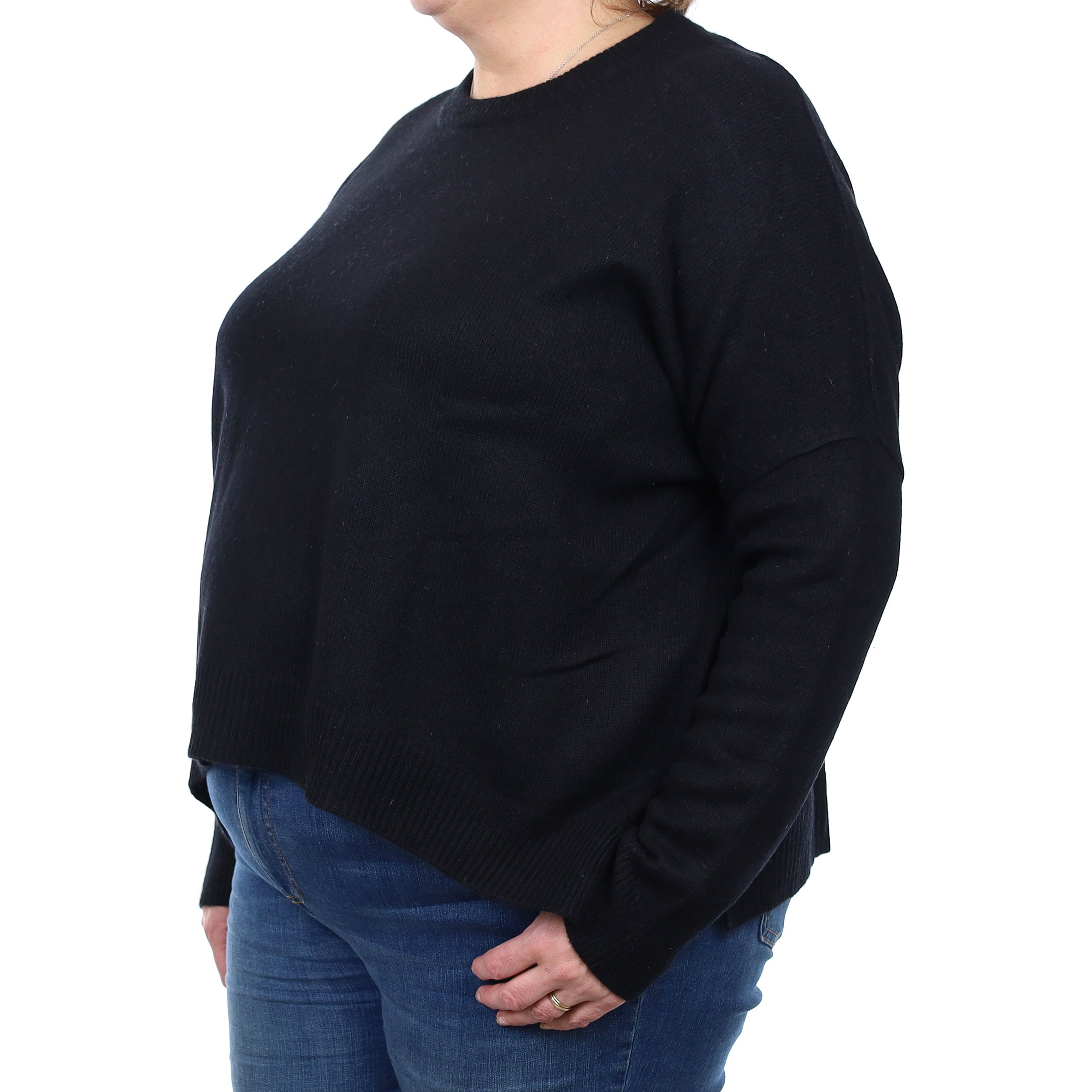 Allsaints Black Chunky Cashmere Slouchy Crew Neck Jumper XL