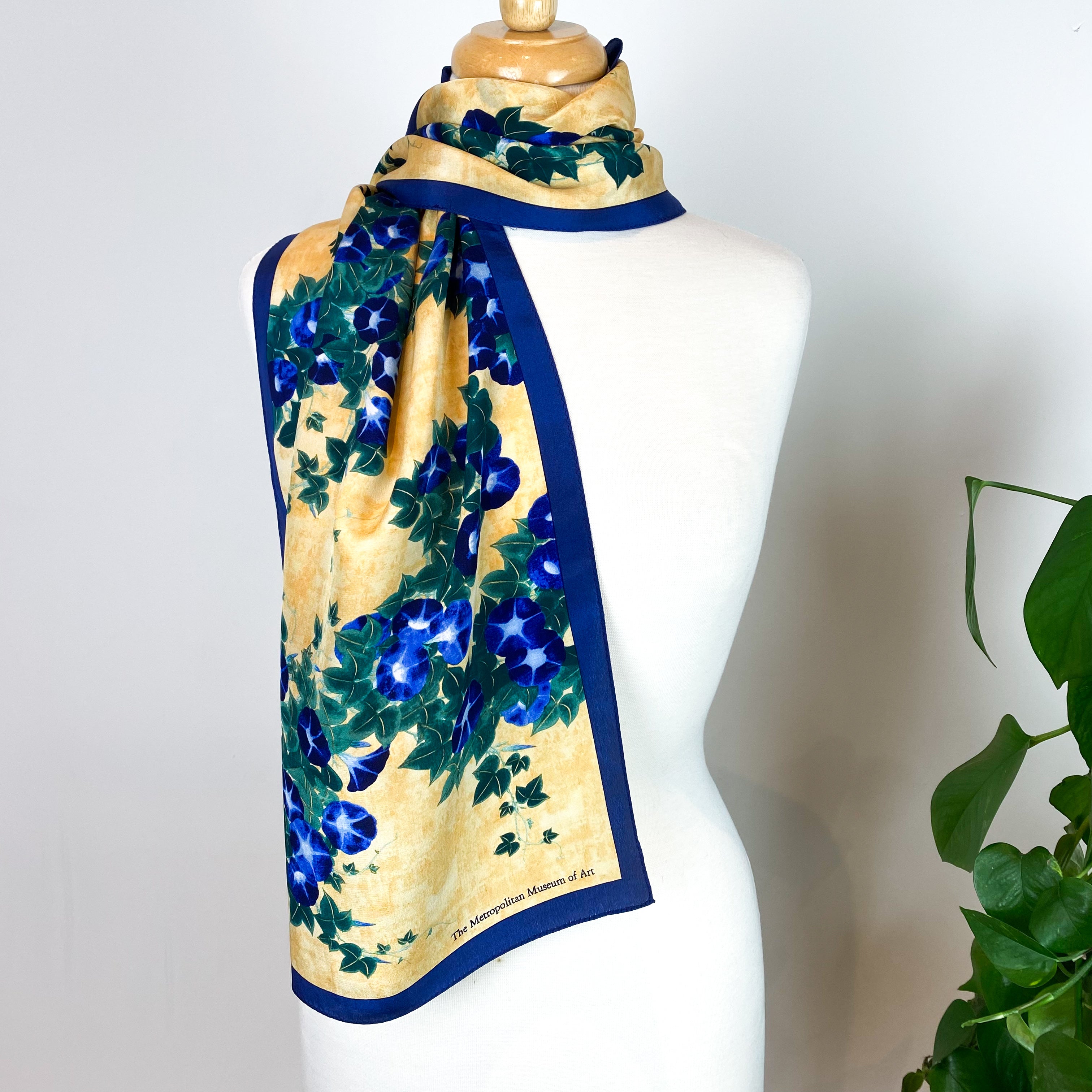 Museum Collection Long Floral Silk Scarf
