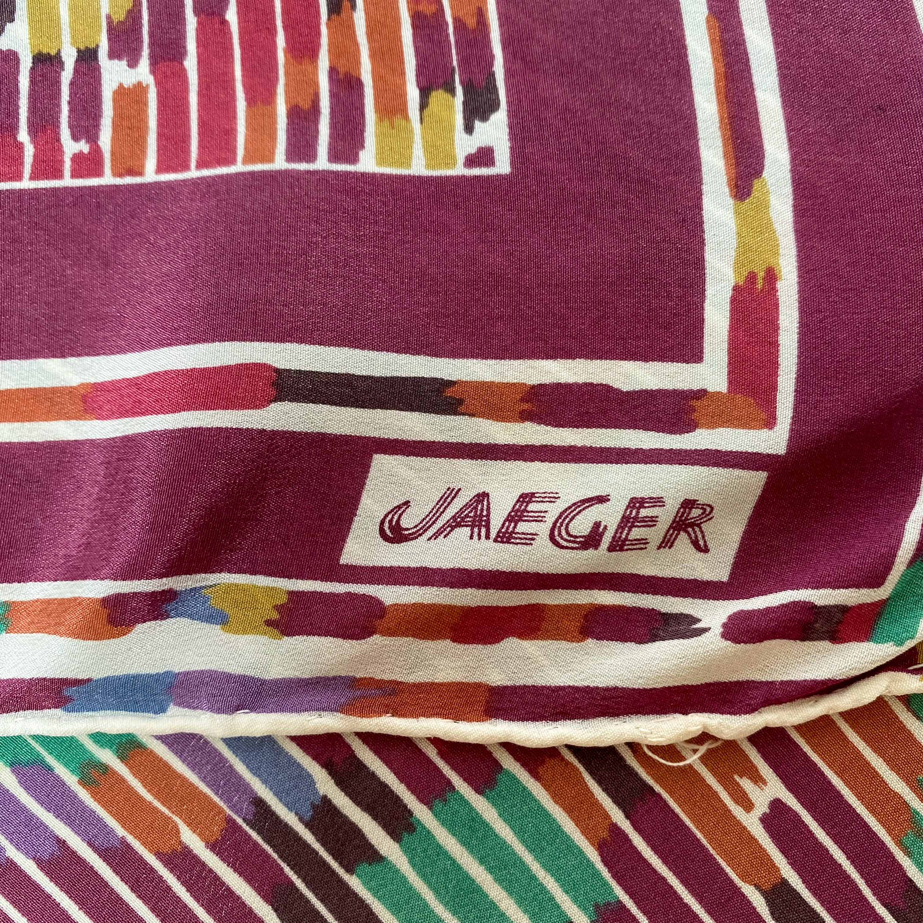 Vintage Jaegar Pink Pattern Silk Scarf