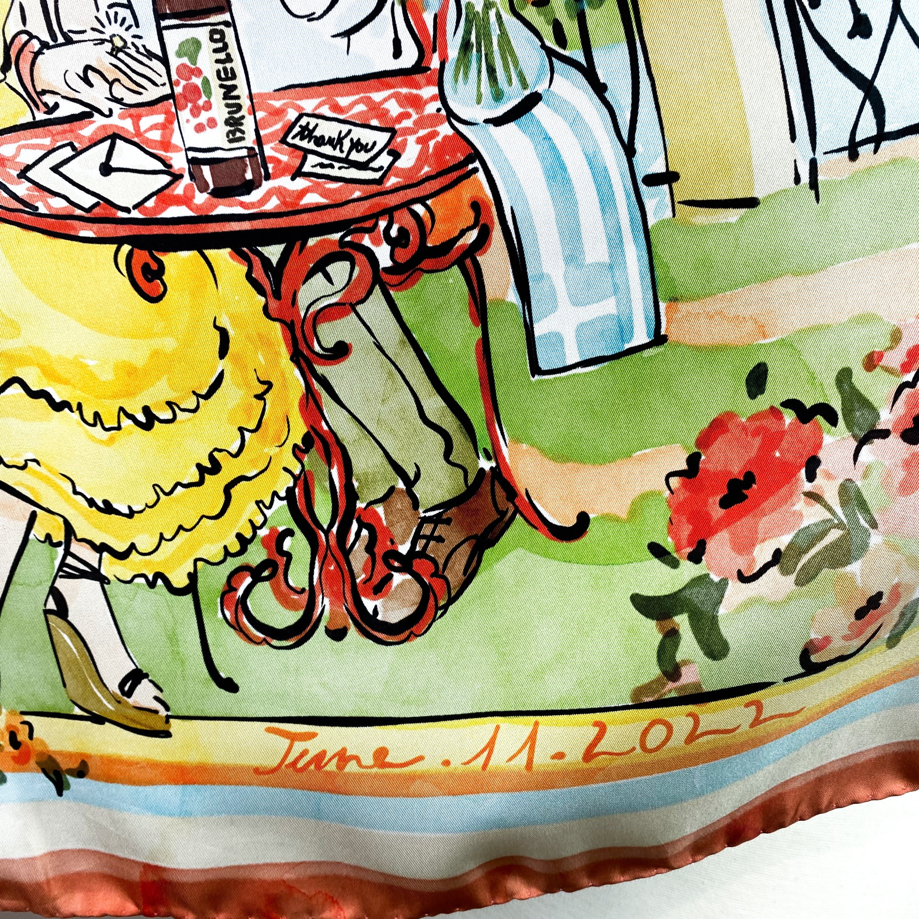 Picnic Scene Italian Silk Scarf
