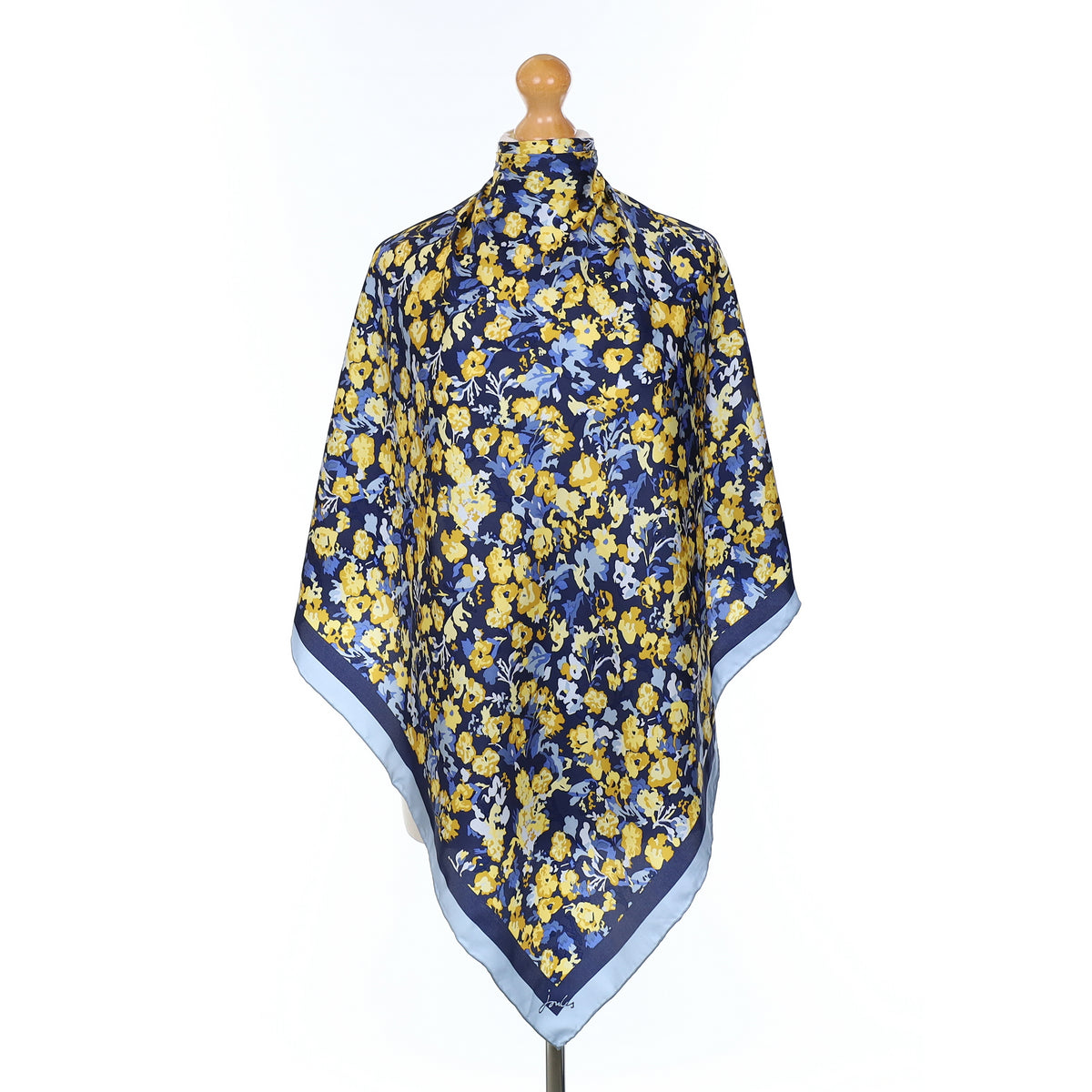 Brand New Joules Navy Blue Floral Silk Scarf