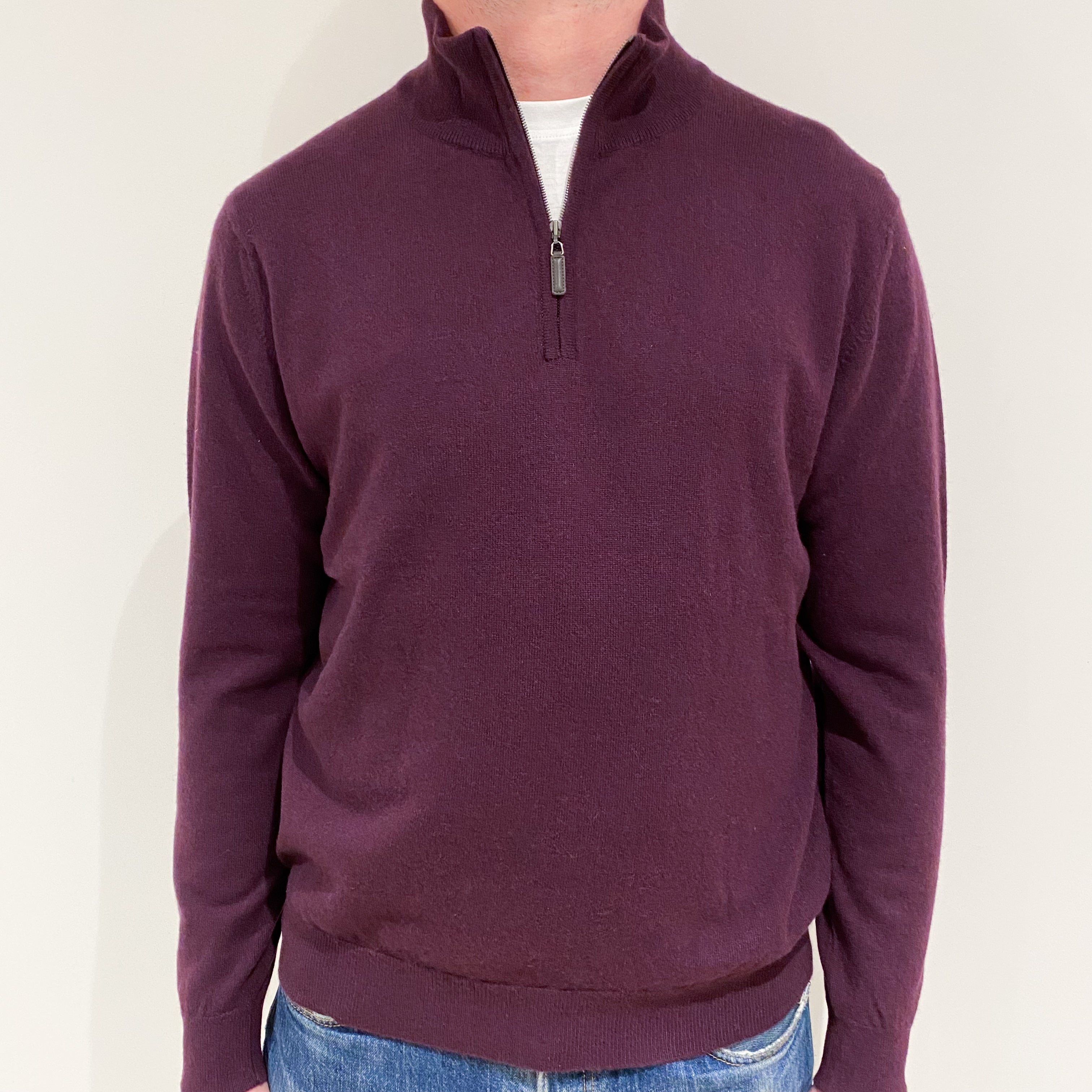 Men’s Brand New Scottish Aubergine Purple 1/4 Zip Jumper Small