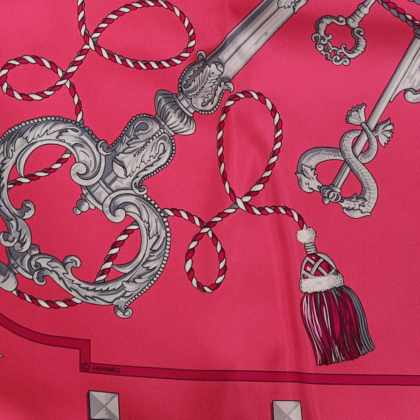Pristine Boxed Hermès Les Clés Silk Scarf