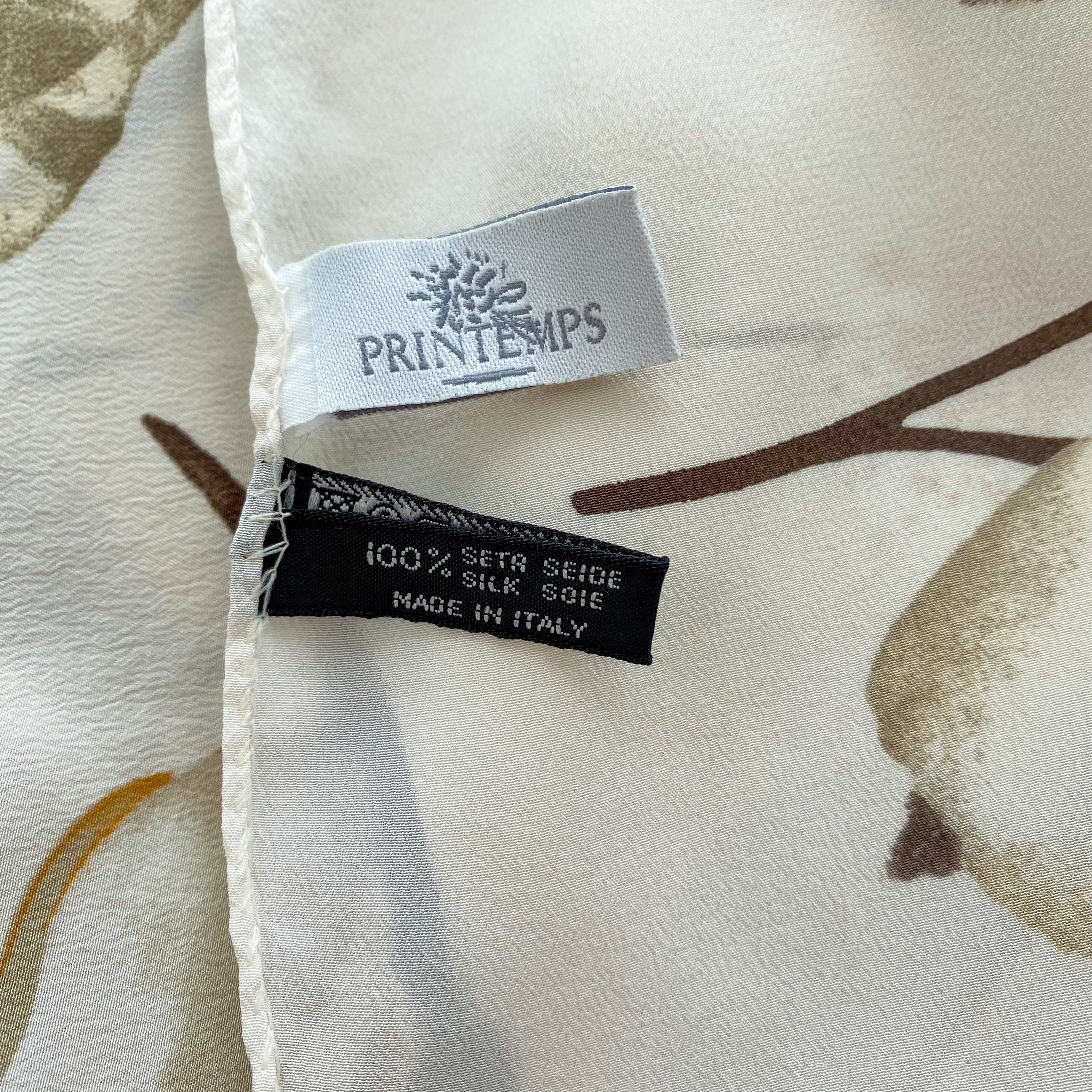 Immaculate Botanical Etches Cream Vintage Silk Scarf
