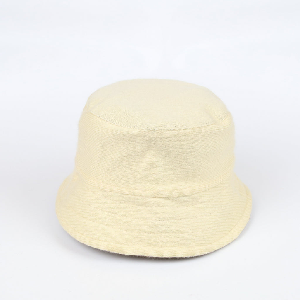Mink Brown and Clotted Cream Reversible Cashmere Bucket Hat Medium