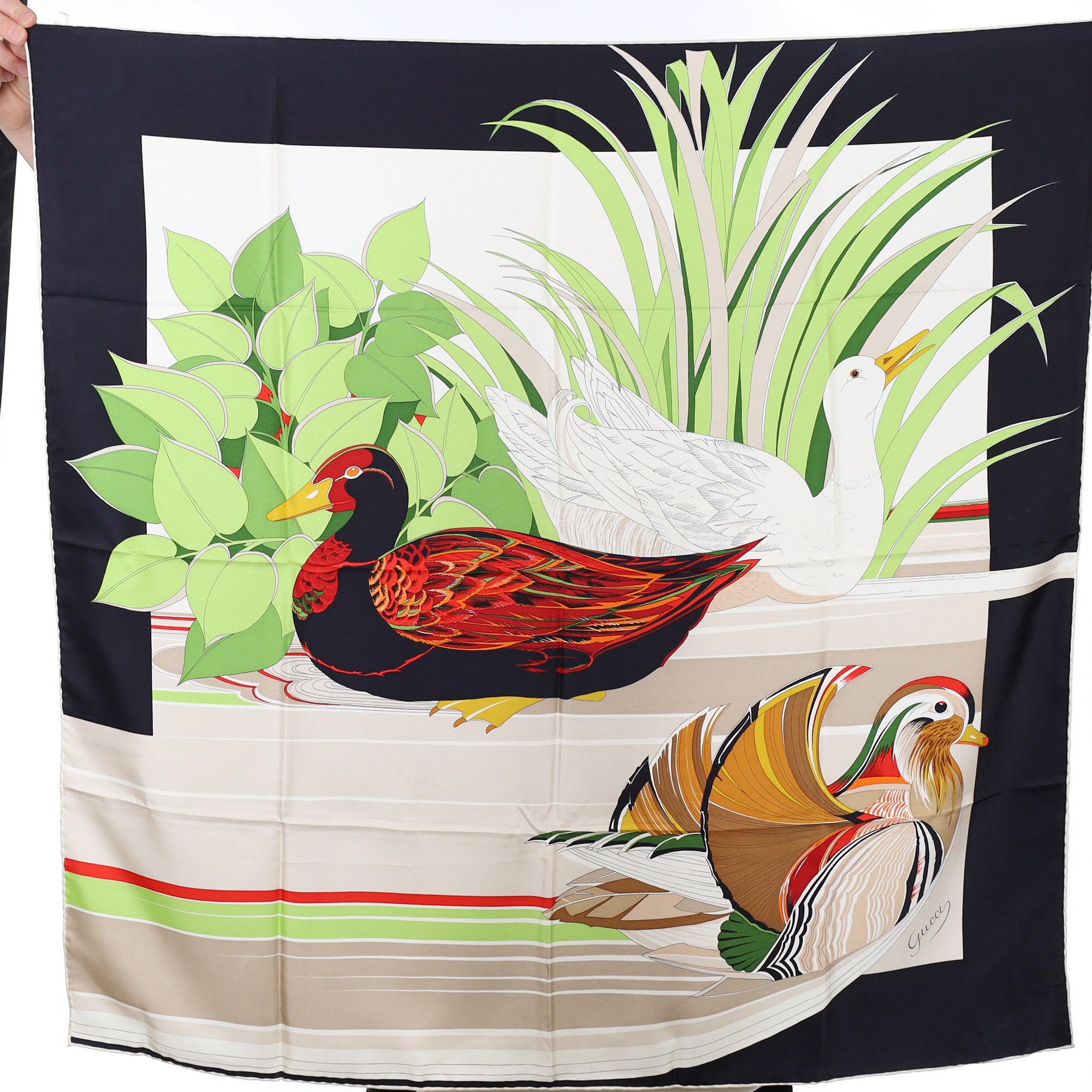 Brand New Gucci Duck Design Vintage Silk Scarf