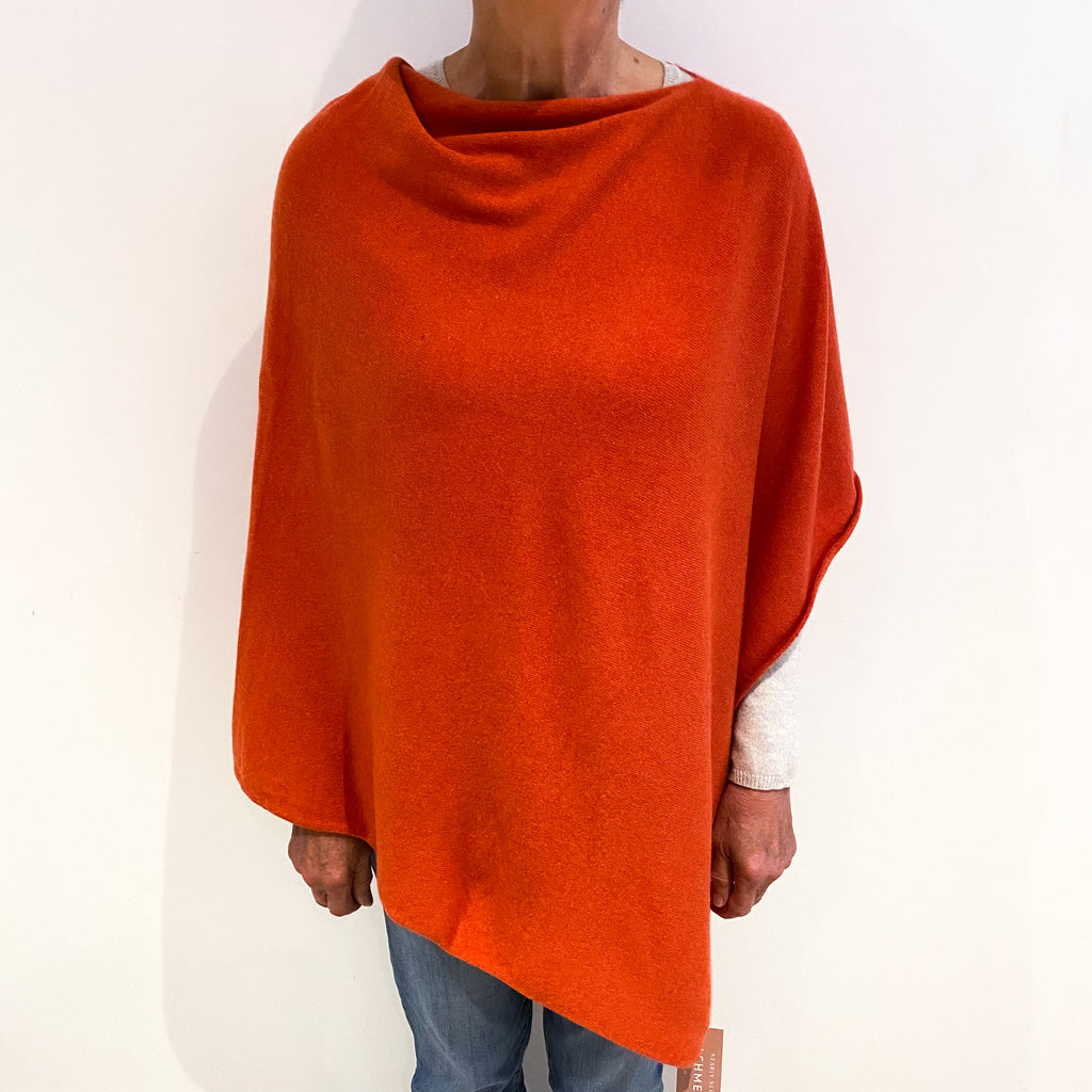 Tangerine Orange Cashmere Poncho One Size