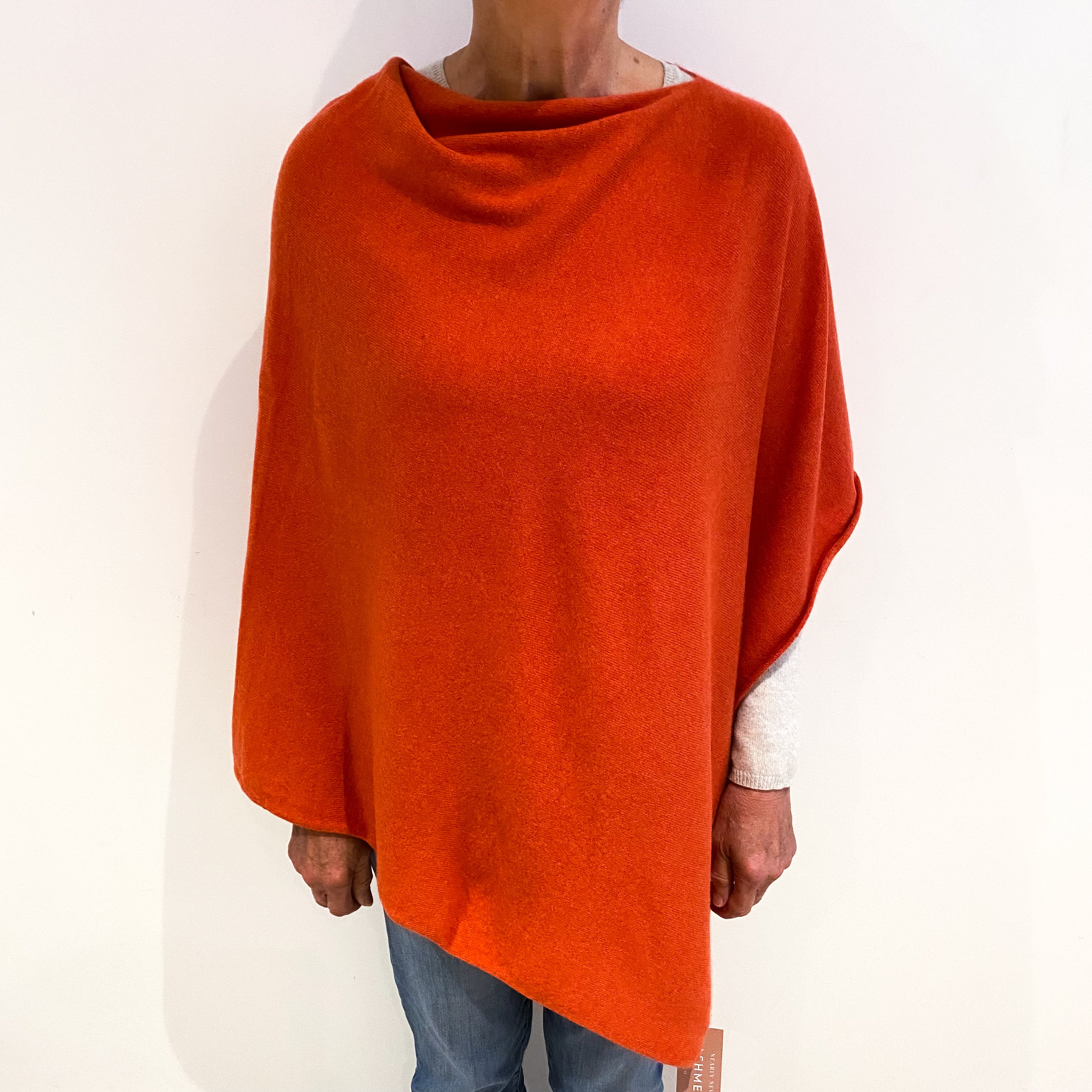 Tangerine Orange Cashmere Poncho One Size