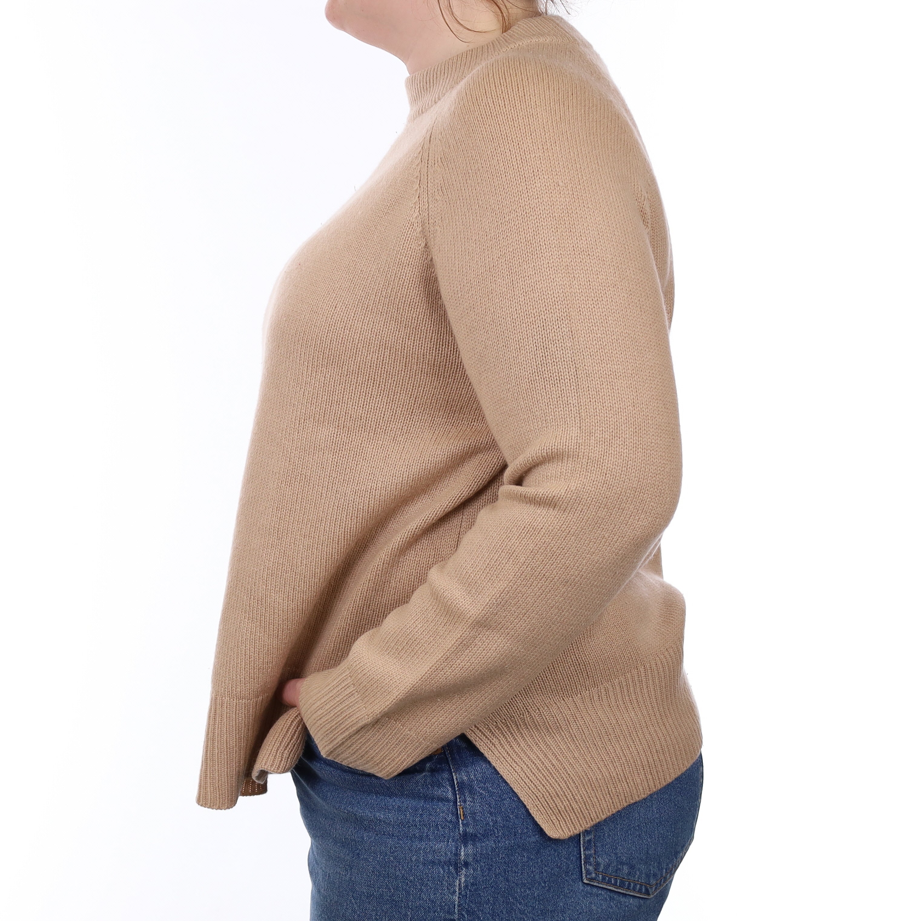Soft Caramel Chunky Knit Cashmere Crew Neck Jumper Large