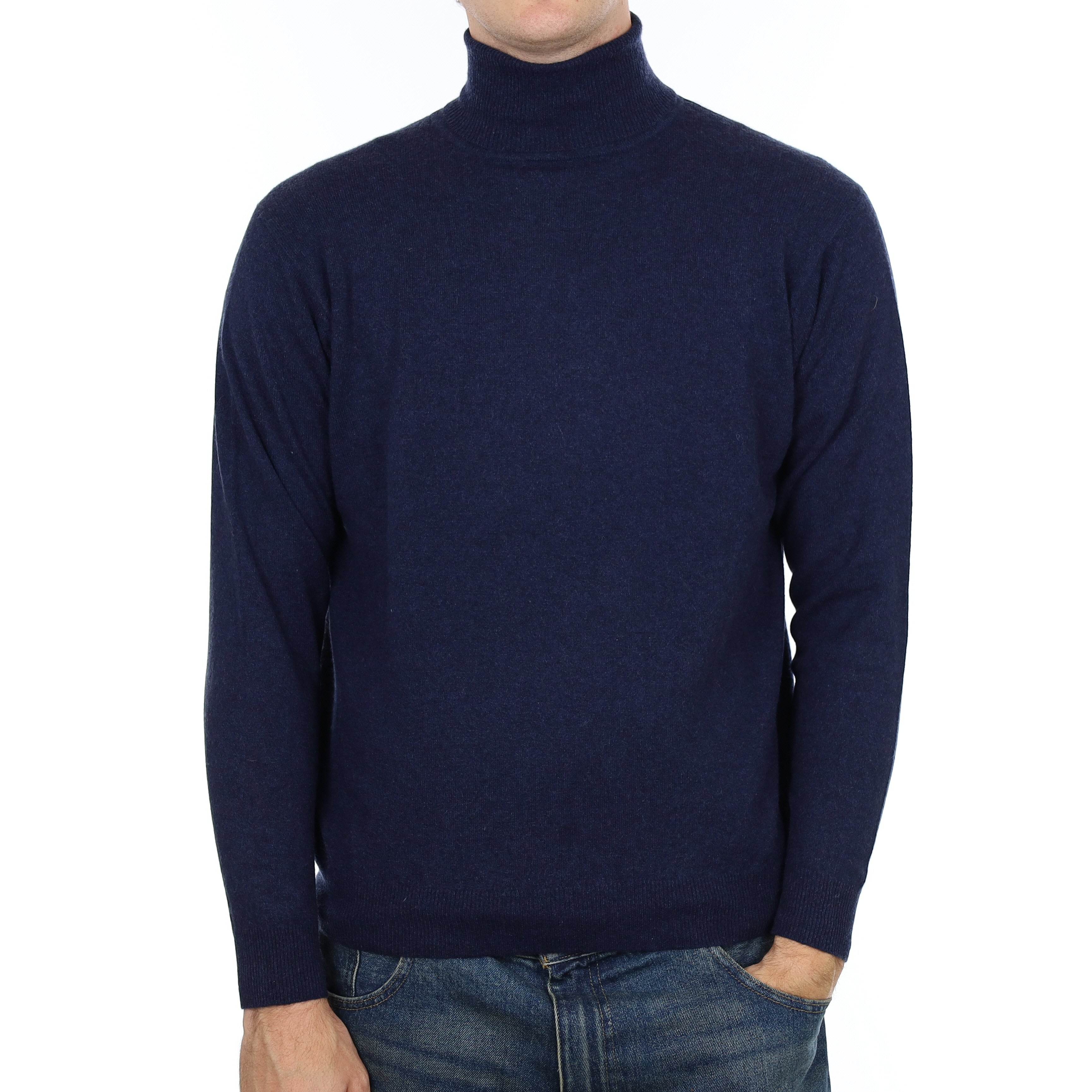 Men’s Midnight Blue Cashmere Polo Neck Jumper Medium