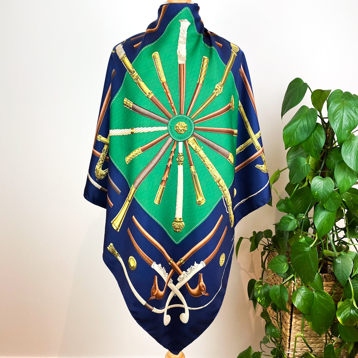Boxed Hermes Cannes & Pommeaux Designer Silk Scarf