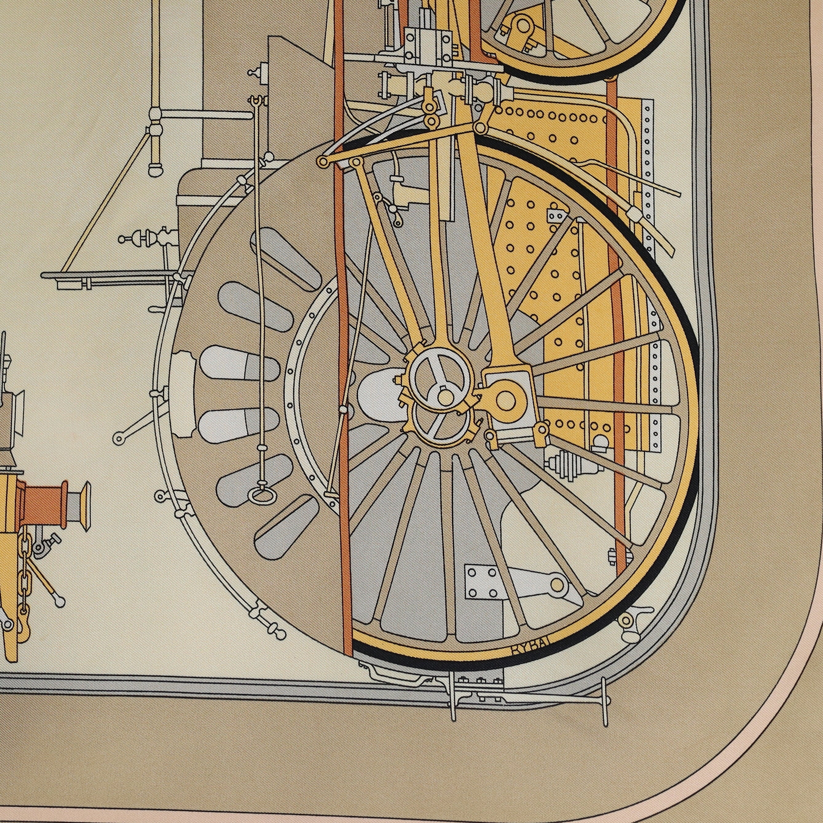 Hermès Locomotives À Vapeur Silk Scarf Rare