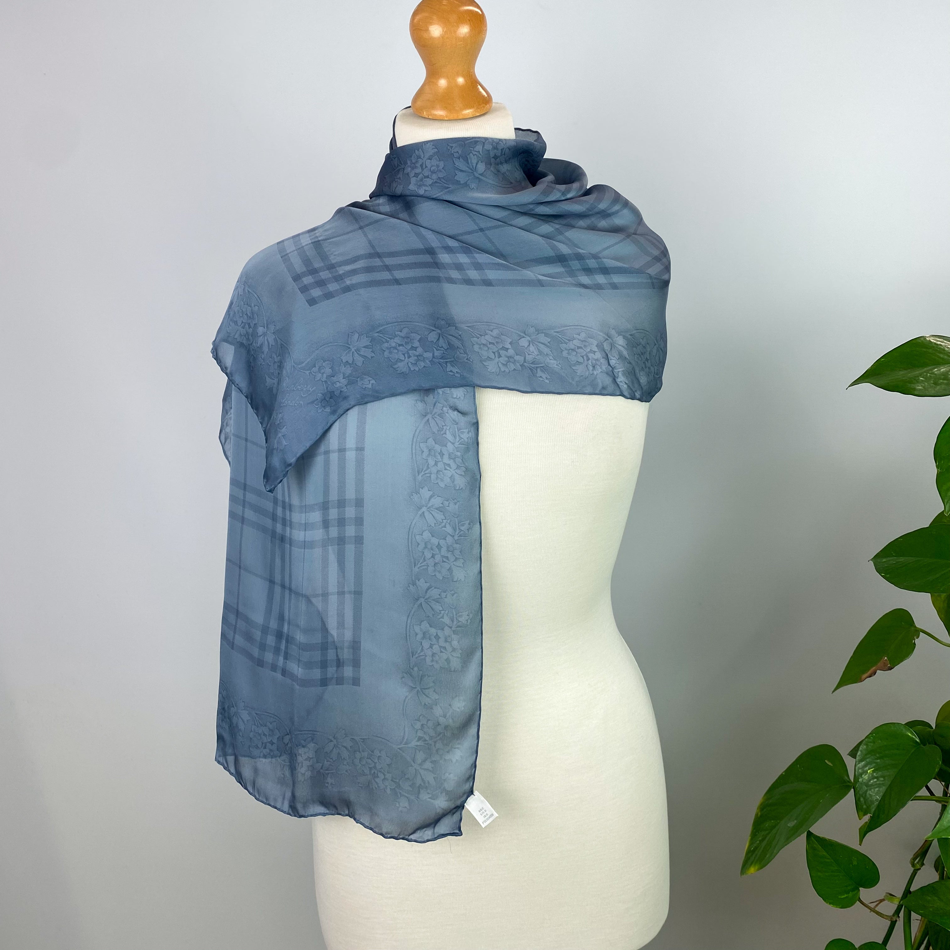Burberry Dove Grey Designer Silk Scarf
