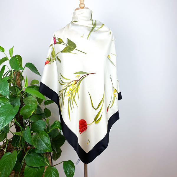 Boxed Salvatore Ferragamo Floral Design Silk Scarf
