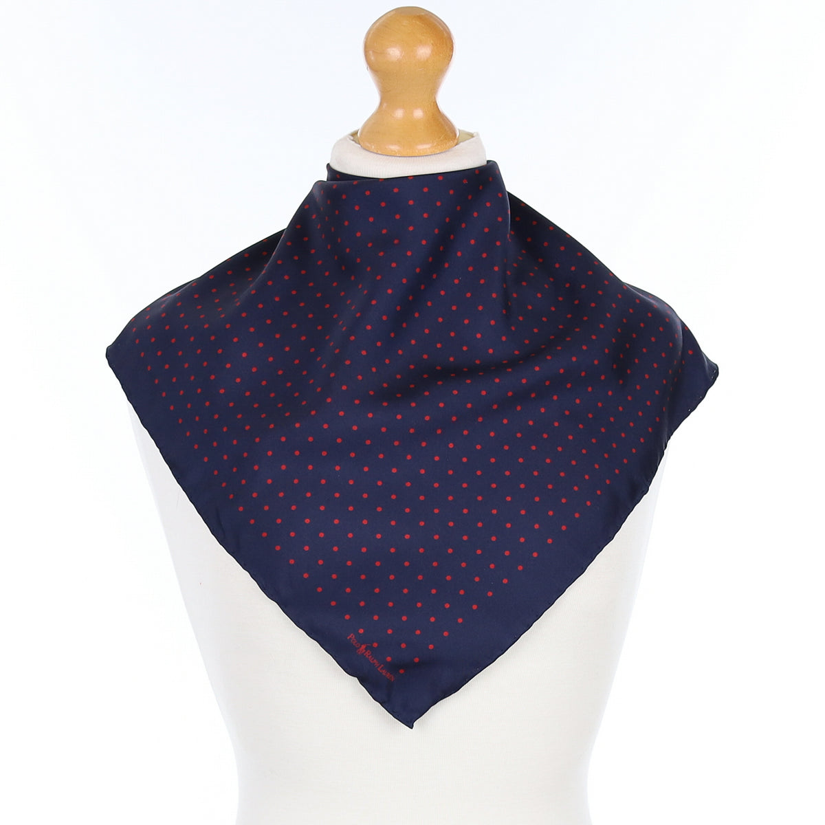 Ralph Lauren Navy and Red Spot Silk Scarf