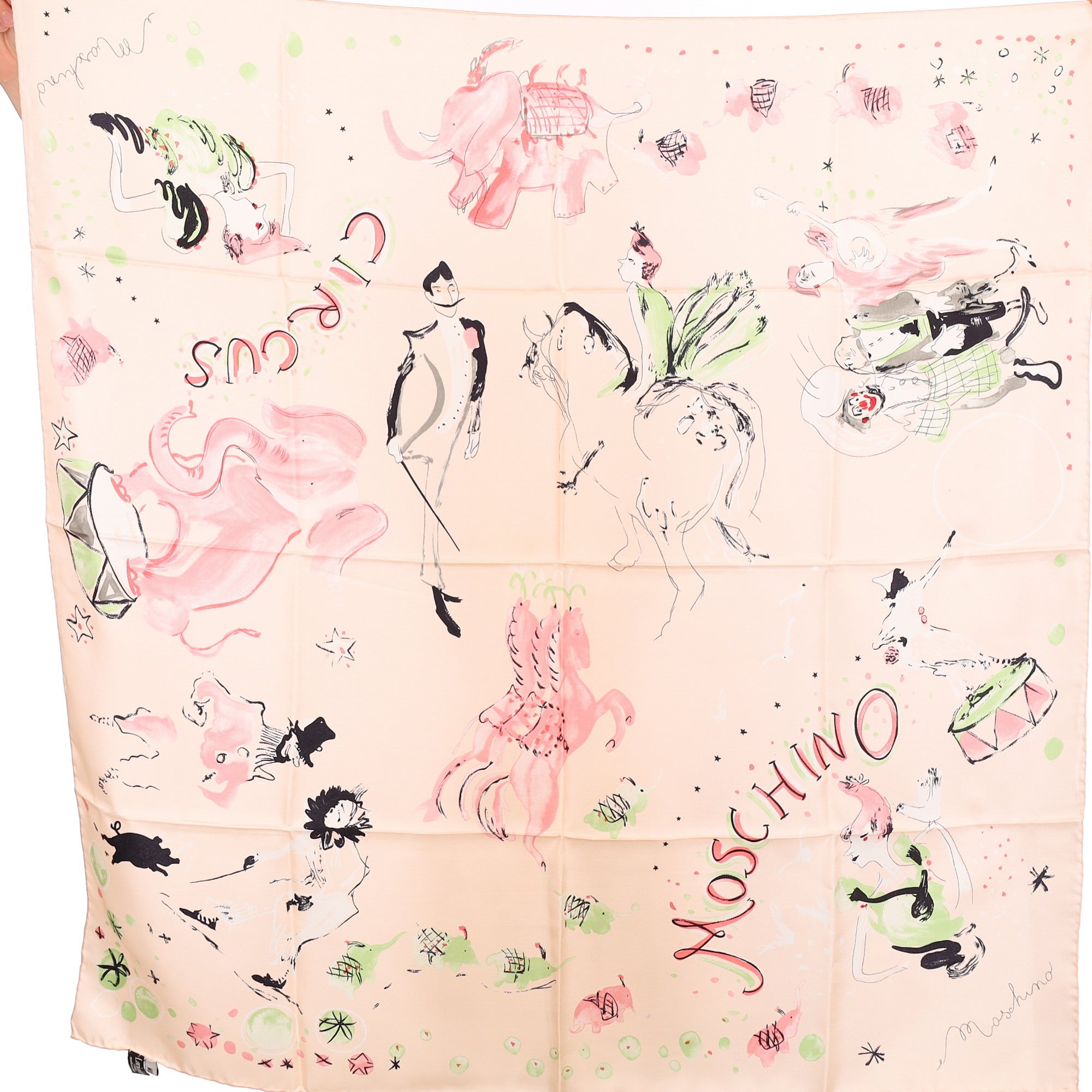 Brand New Moschino Circus Design Silk Scarf