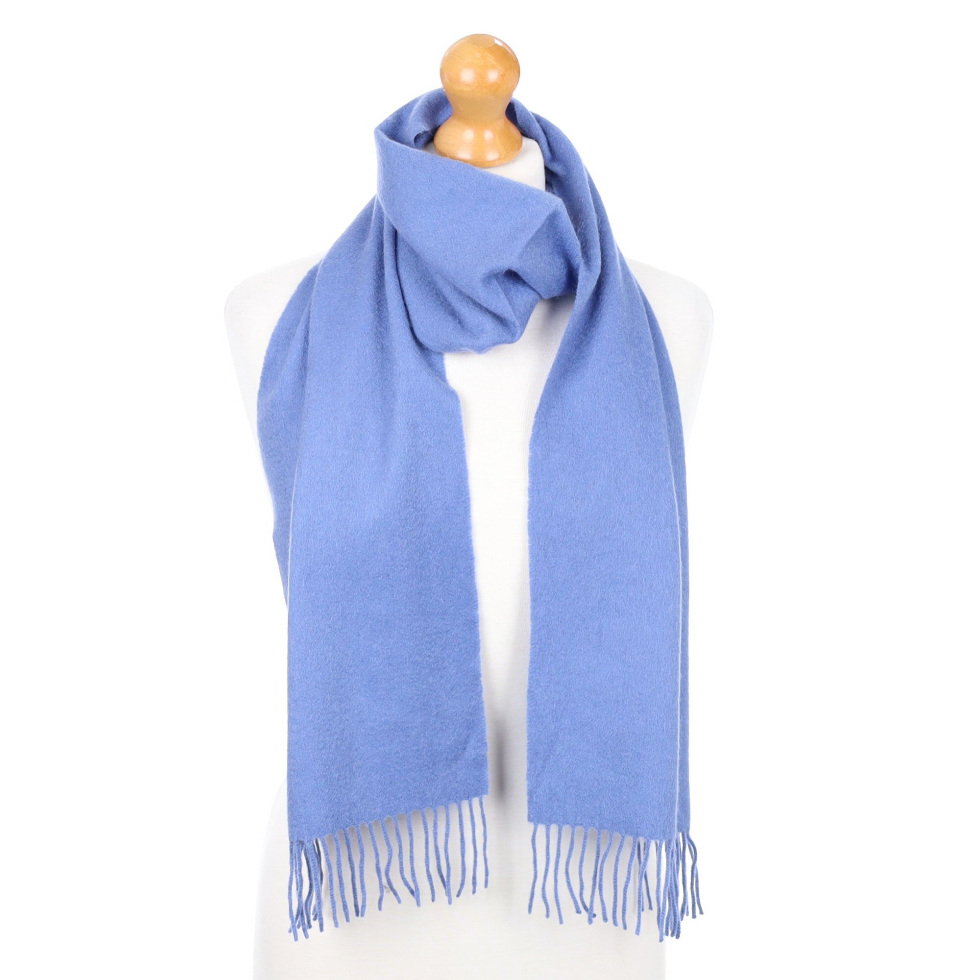 Bluebell Blue Fringed Cashmere Woven Scarf