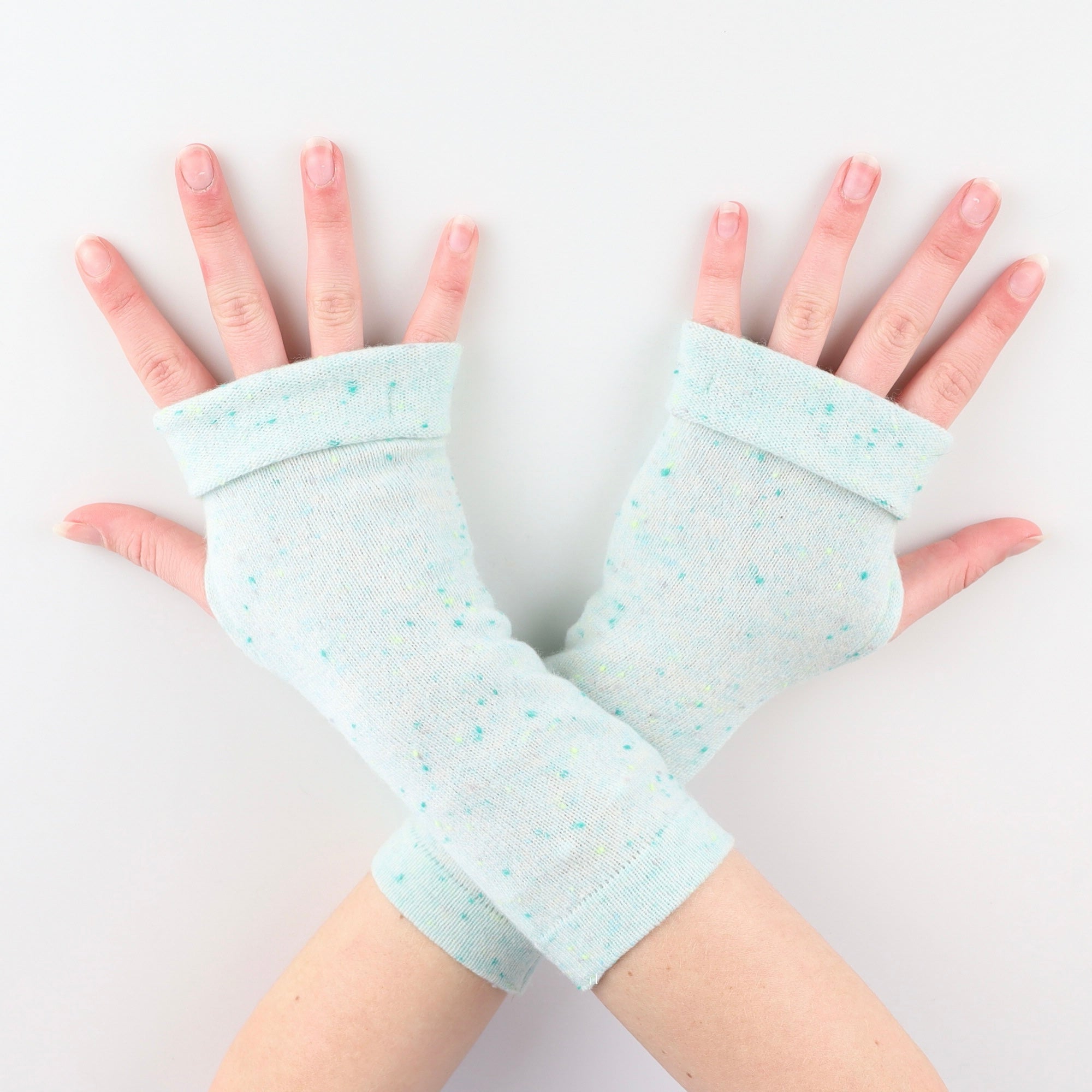 Ocean Green Speckled Fingerless Gloves