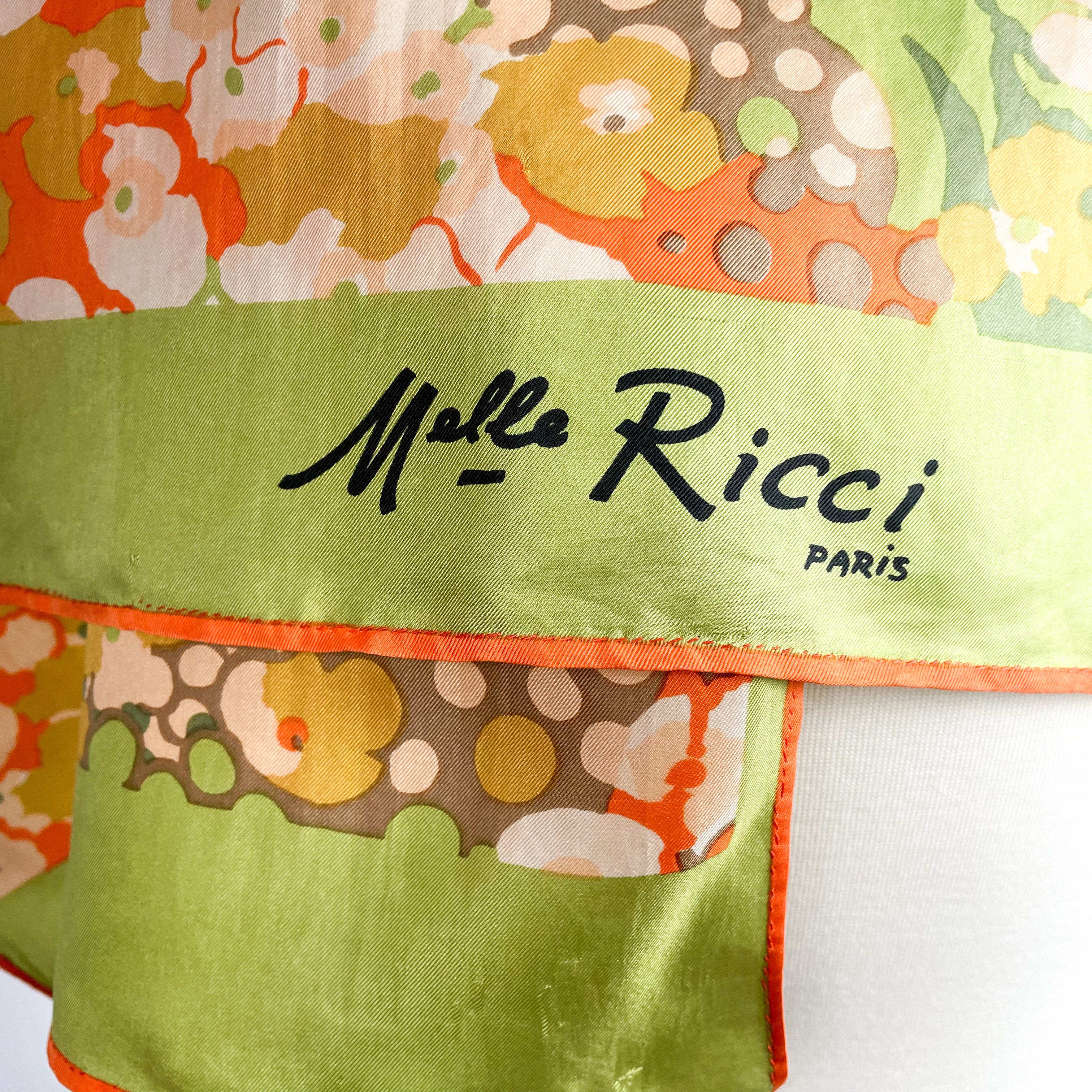 1970s Nina Ricci Floral Vintage Silk Scarf