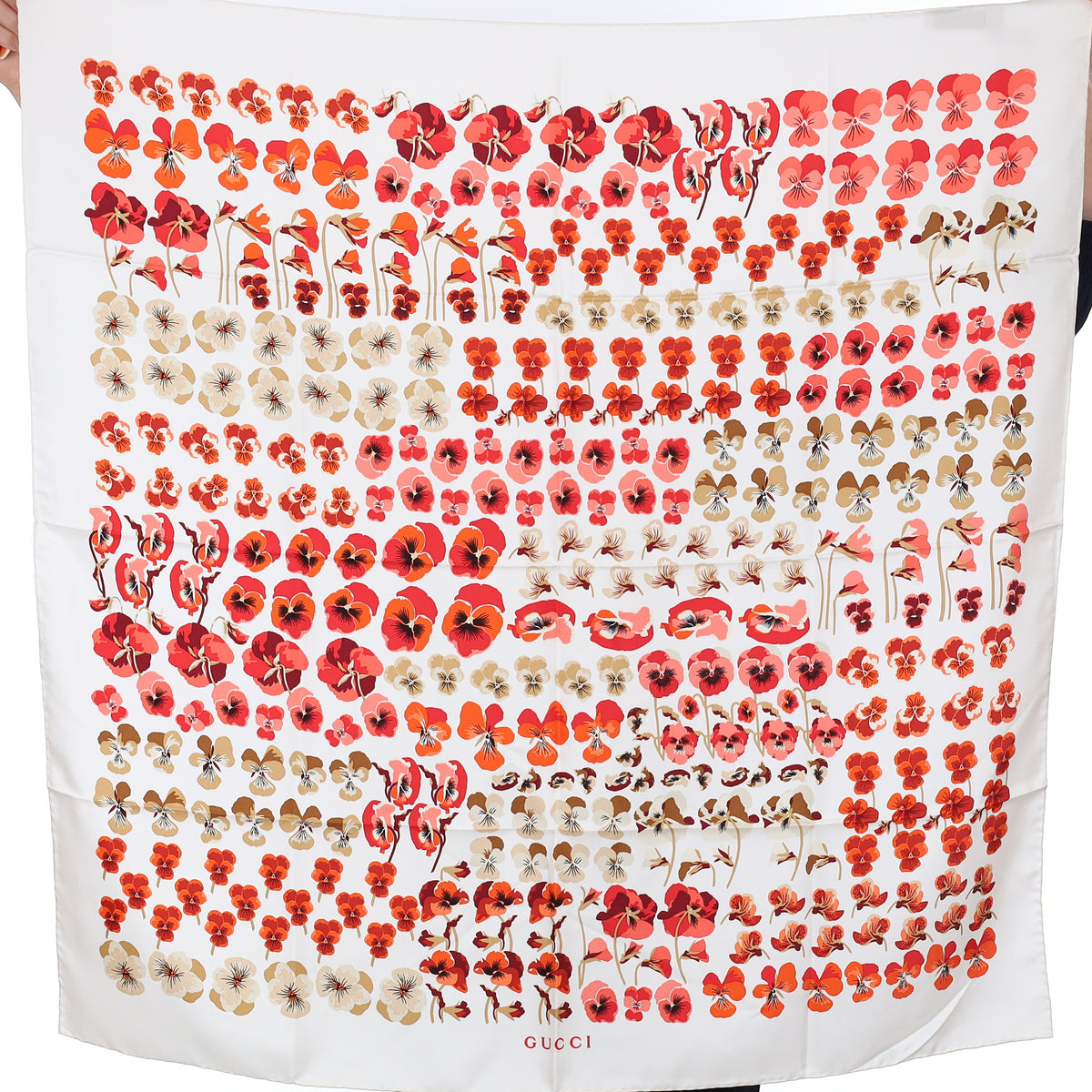 Brand New Gucci Red Floral Silk Scarf